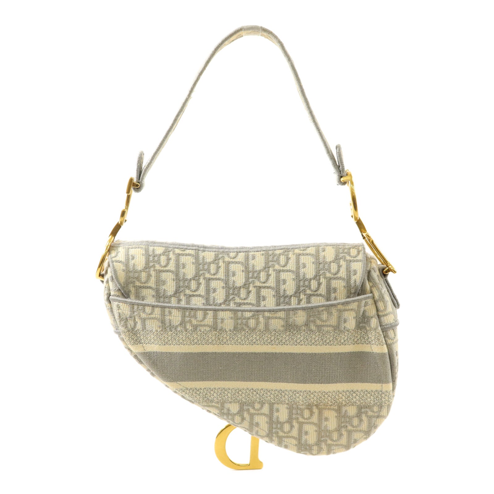 Dior 帆布Oblique Jacquard Saddle銀扣肩背袋