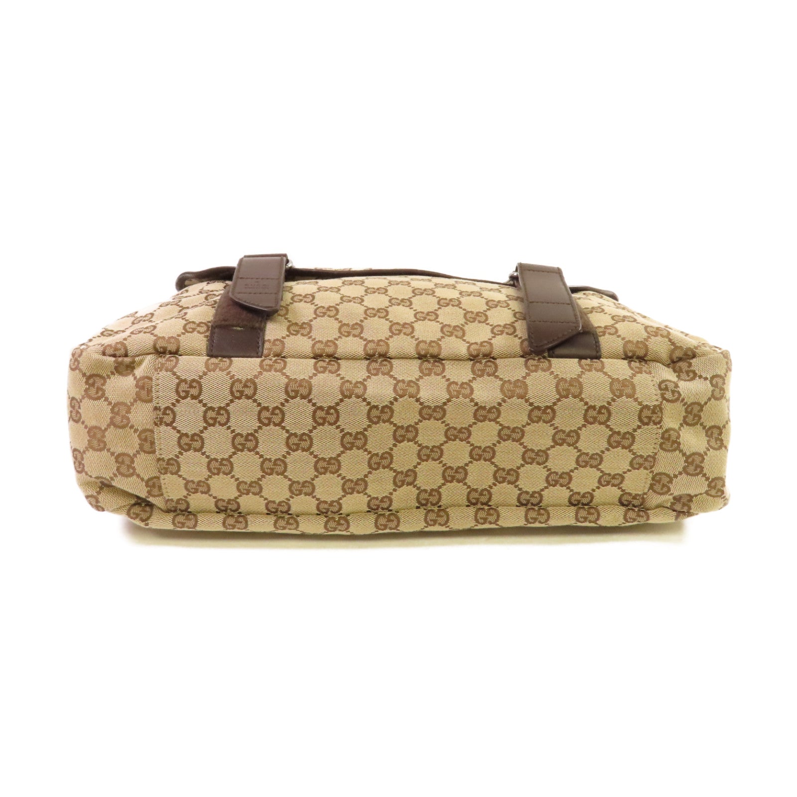 GUCCI 【激減優惠】GG帆布Messenger Bag銀扣肩背袋啡色