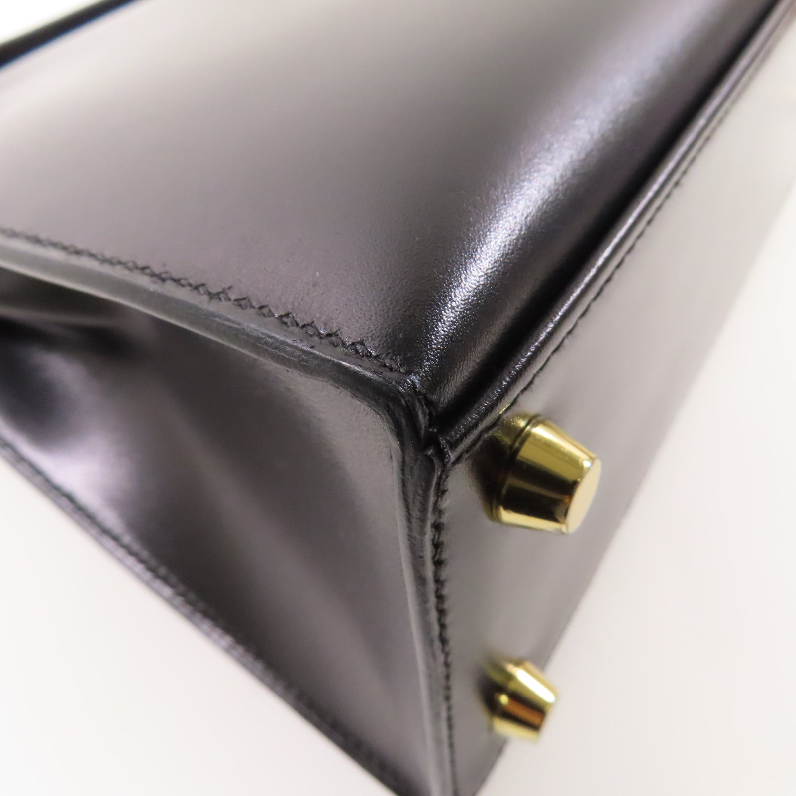 HERMES Boxcalf皮革Kelly 25金扣手挽肩背兩用袋Noir