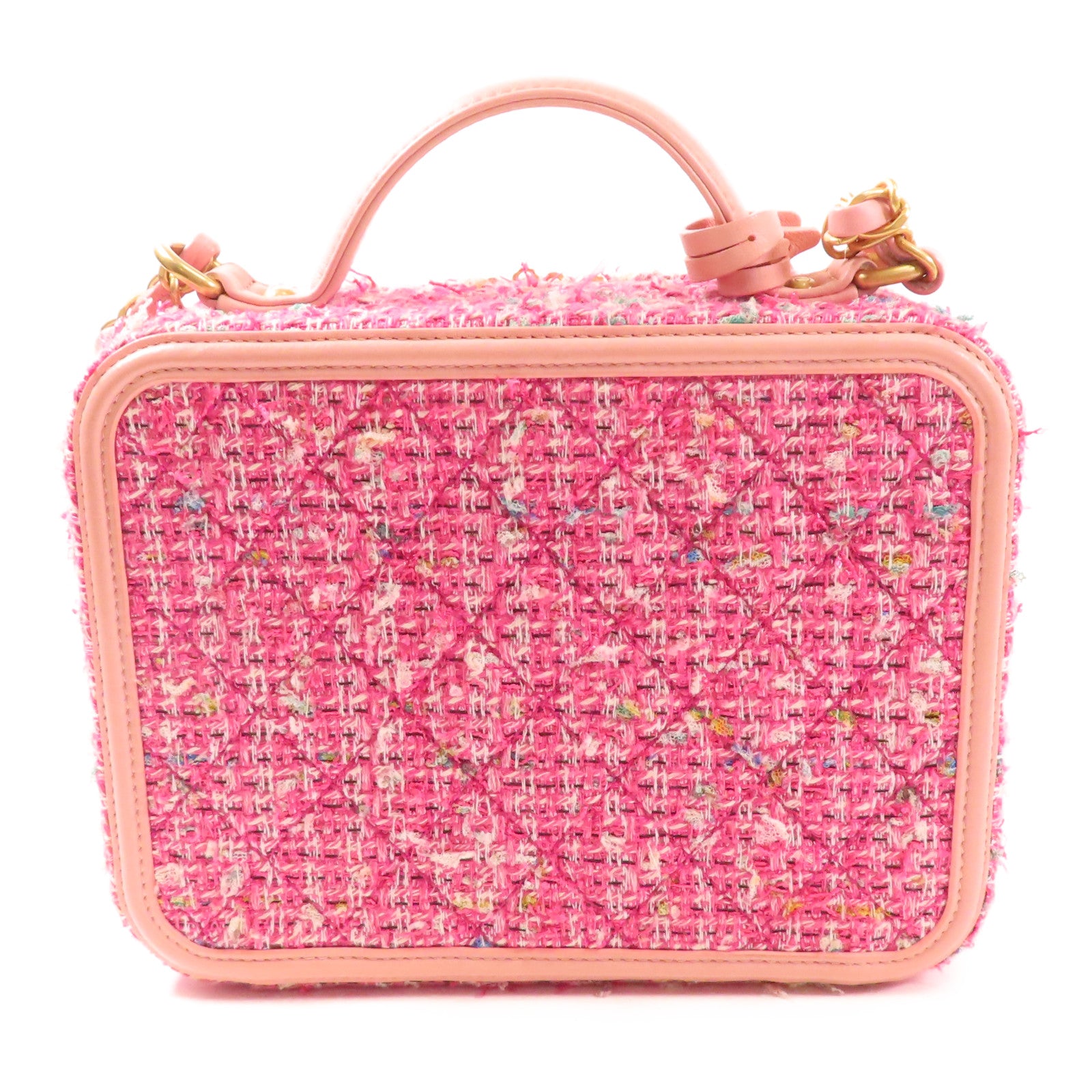 CHANEL Tweed Vanity Case金扣手挽肩背兩用袋
