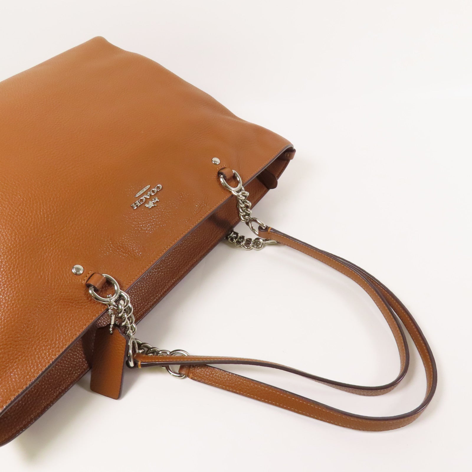 COACH 牛皮皮革Shoulder Bag銀扣肩背袋