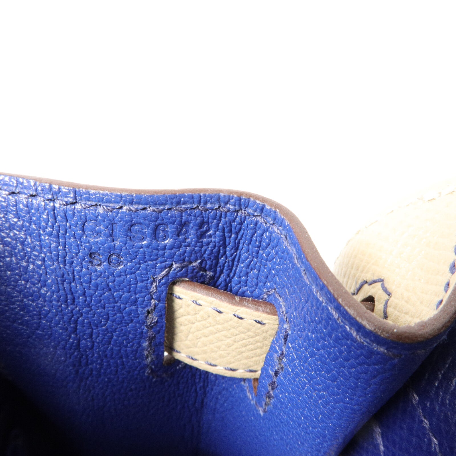 HERMES Epsom皮革Kelly 28手挽肩背兩用袋Blue Sapphire/Trench