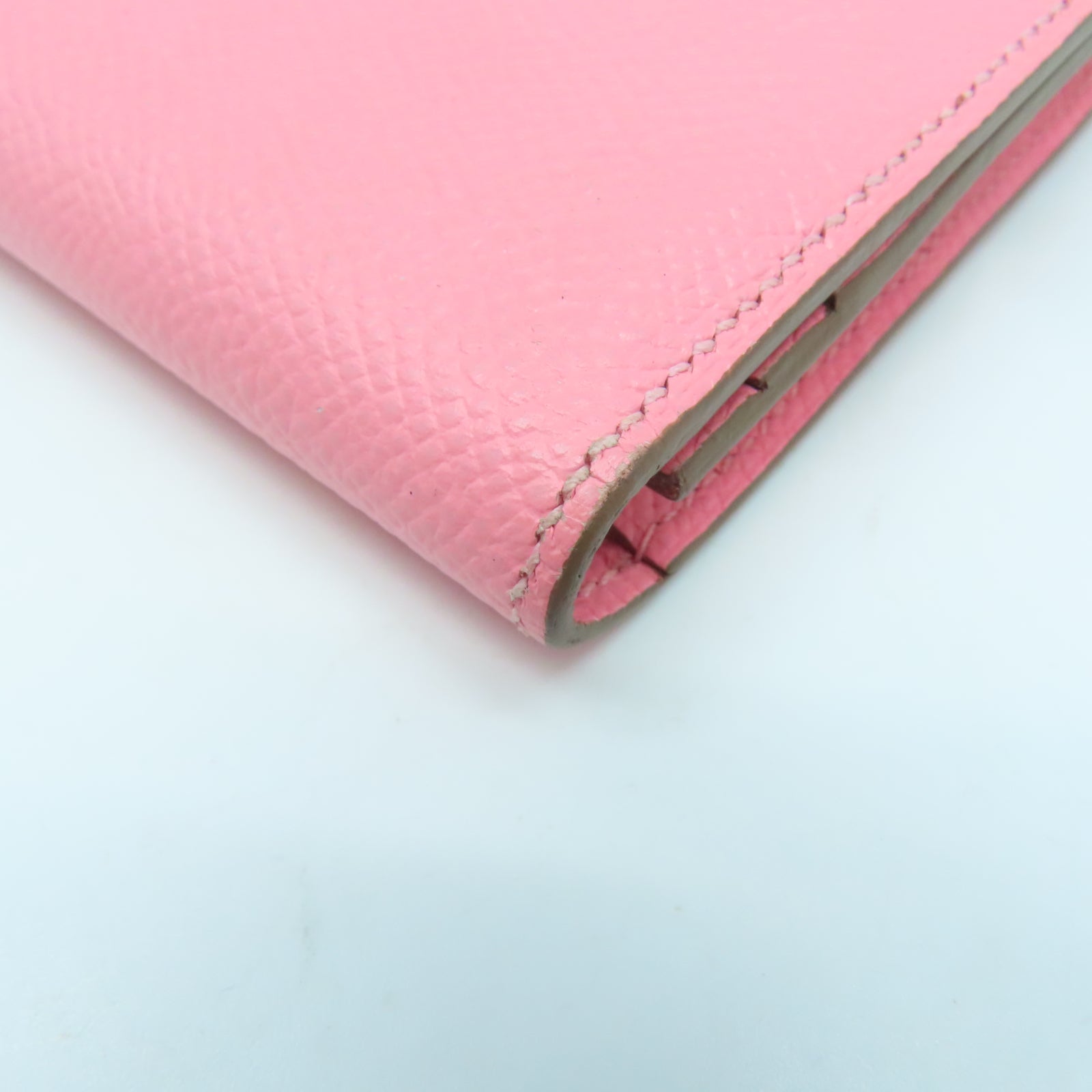 HERMES 【激減優惠】Epsom皮革Bearn Long Wallet金扣長錢包Rose Confetti粉紅色