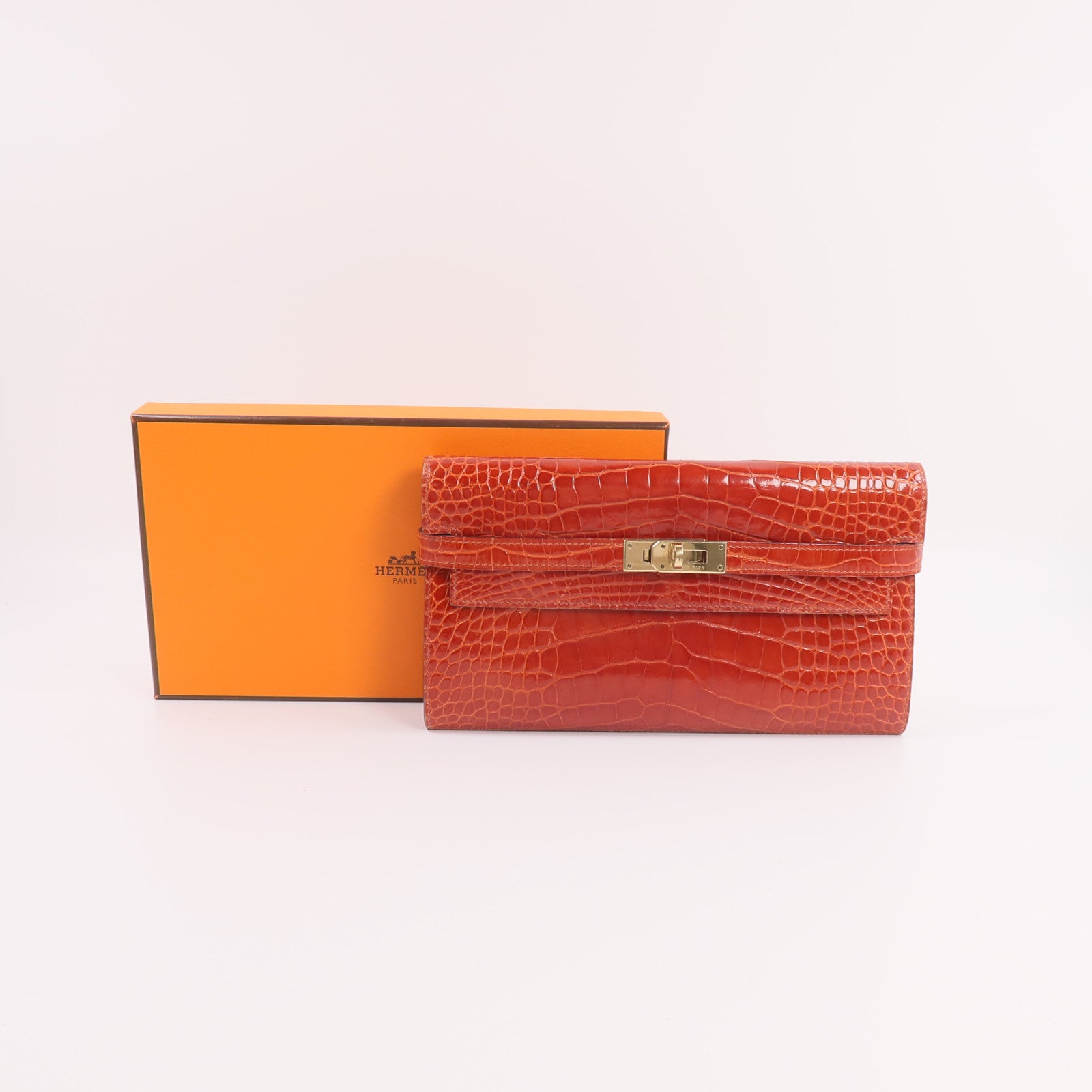 HERMES Alligator皮革Kelly Wallet長錢包