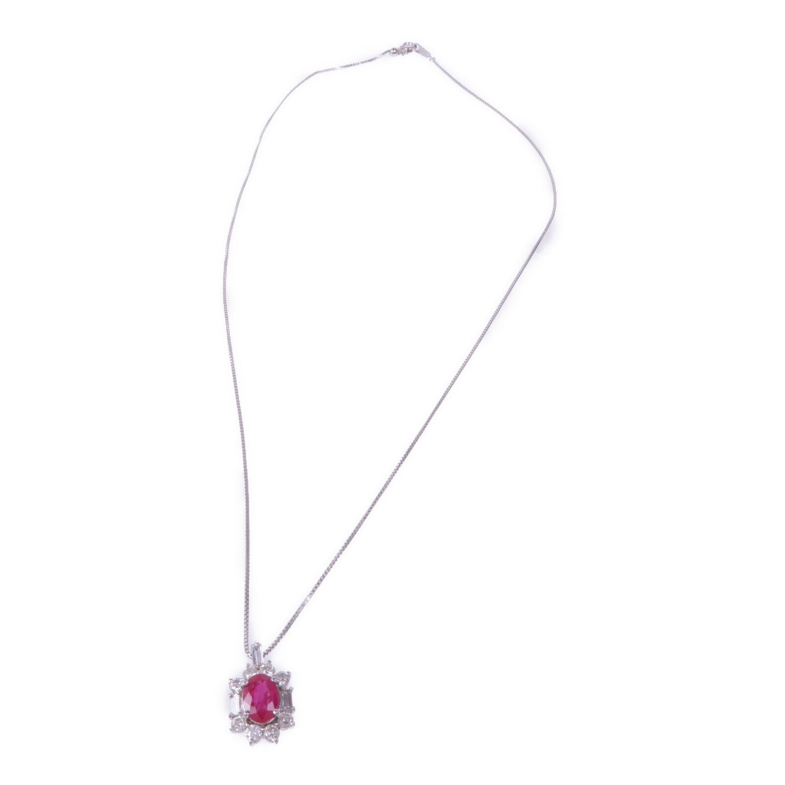 JEWELRY 【激減優惠】18K白金Ruby Diamond Necklace紅寶石/鑽石項鍊