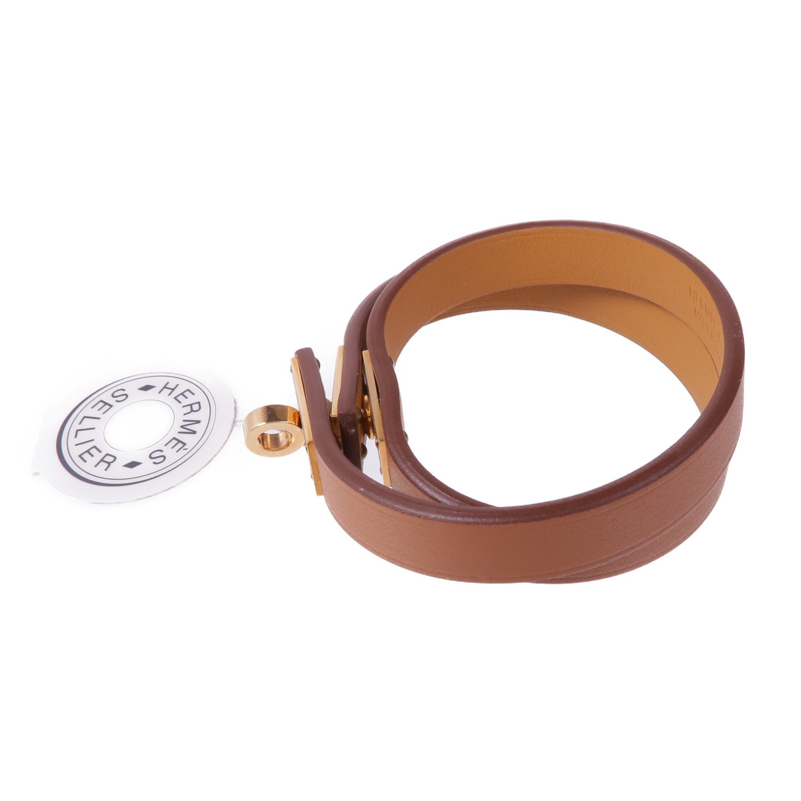 HERMES Swift皮革Mini Kelly Double手鏈Gold