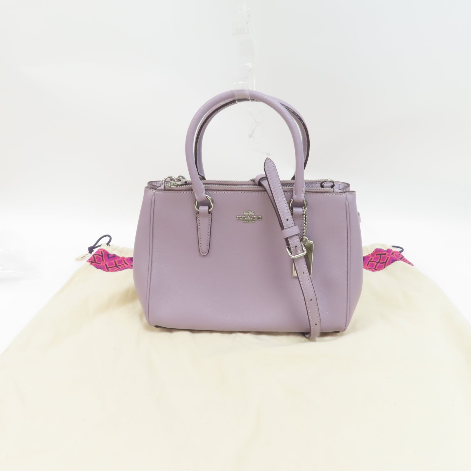 COACH 牛皮皮革Shoulder Bag銀扣手挽肩背兩用袋紫色