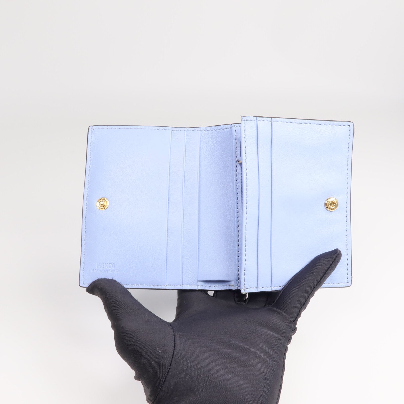 FENDI 【激減優惠】牛皮皮革Wallet金扣錢包