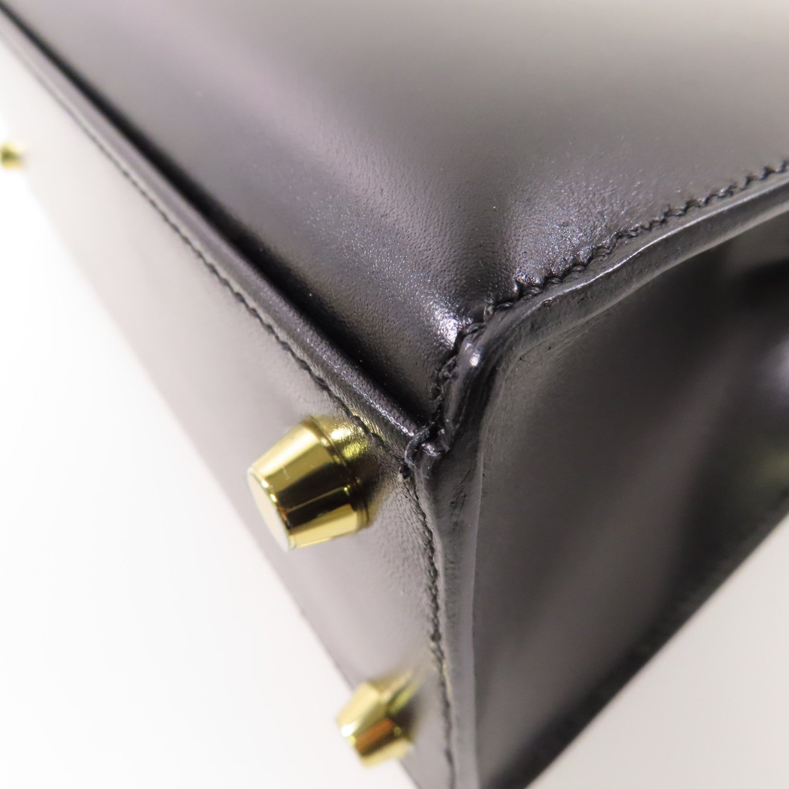 HERMES Boxcalf皮革Kelly 25金扣手挽肩背兩用袋Noir