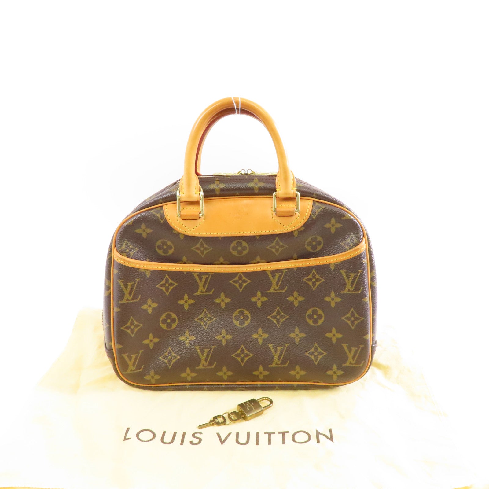 LOUIS VUITTON 【激減優惠】Monogram Deauville Monogram金扣手挽袋啡色
