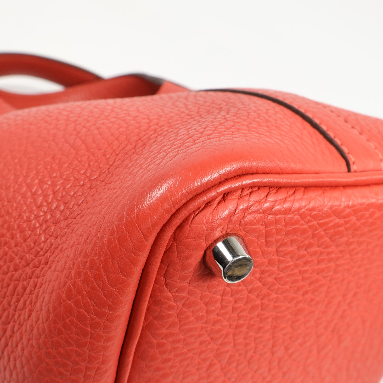 HERMES Clemence皮革Picotin PM手挽袋Rouge Pivoine