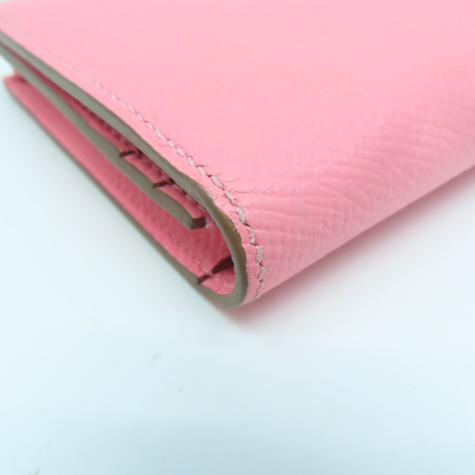 HERMES 【激減優惠】Epsom皮革Bearn Long Wallet金扣長錢包Rose Confetti粉紅色