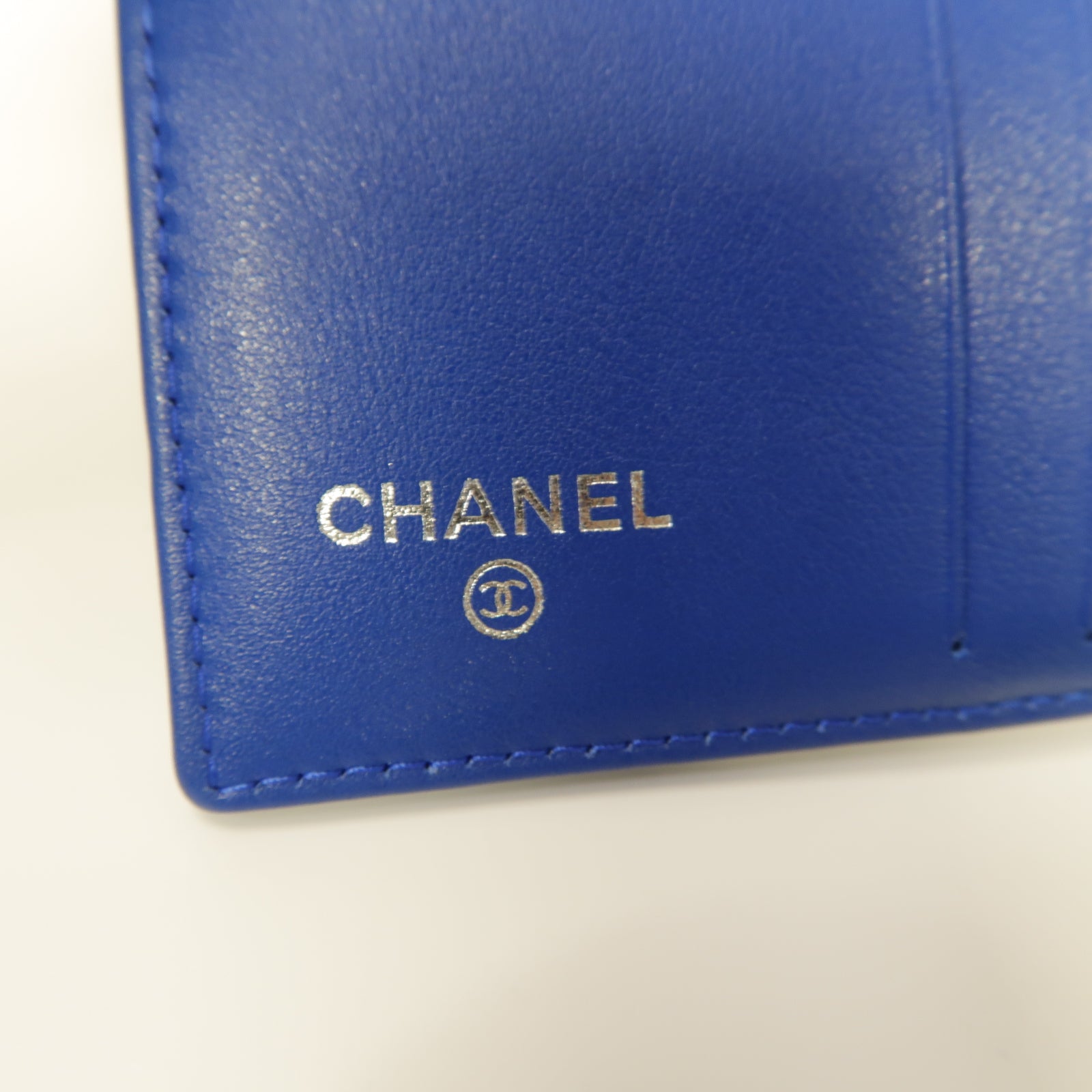 CHANEL 【激減優惠】菱格漆皮皮革Wallet銀扣錢包藍色