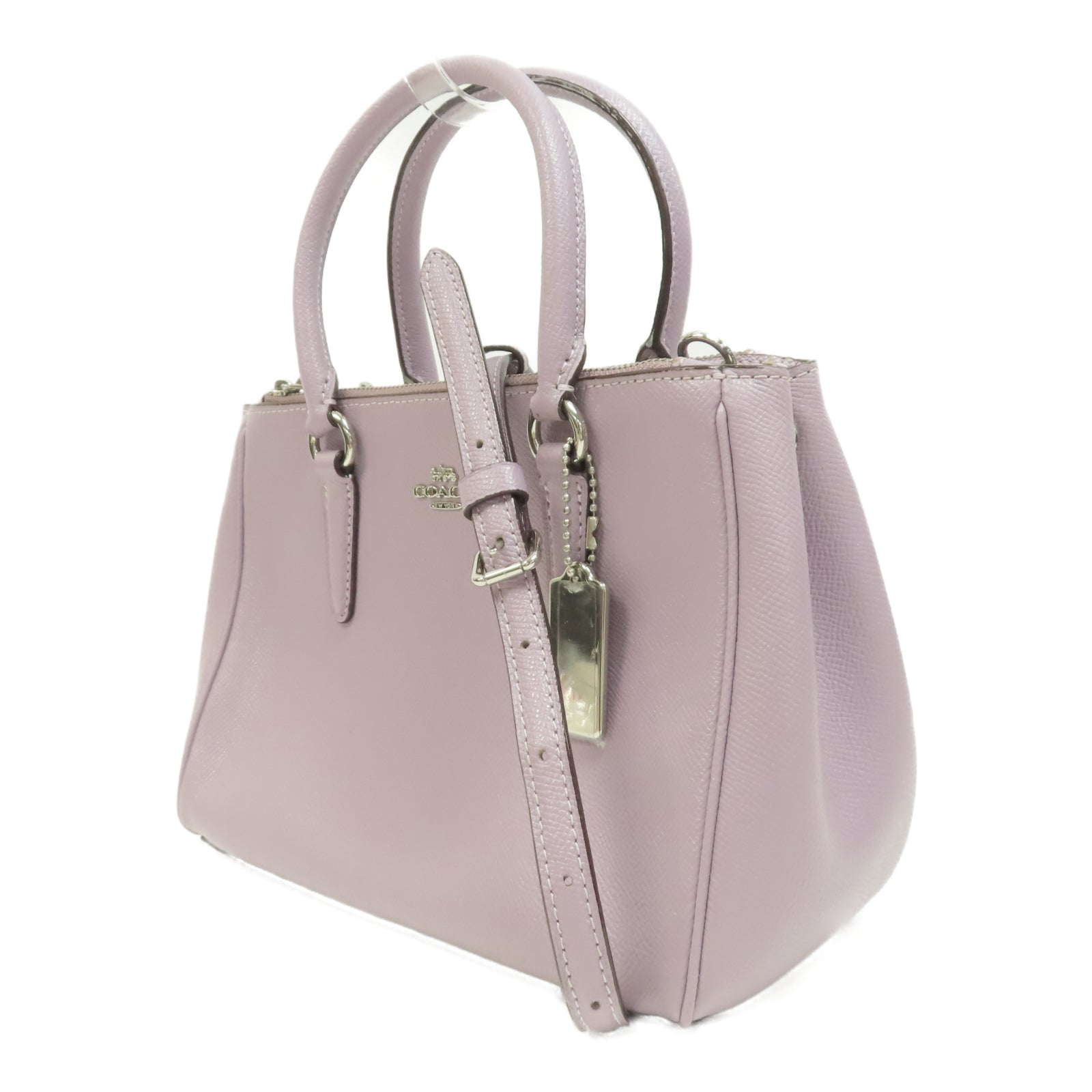 COACH 牛皮皮革Shoulder Bag銀扣手挽肩背兩用袋紫色