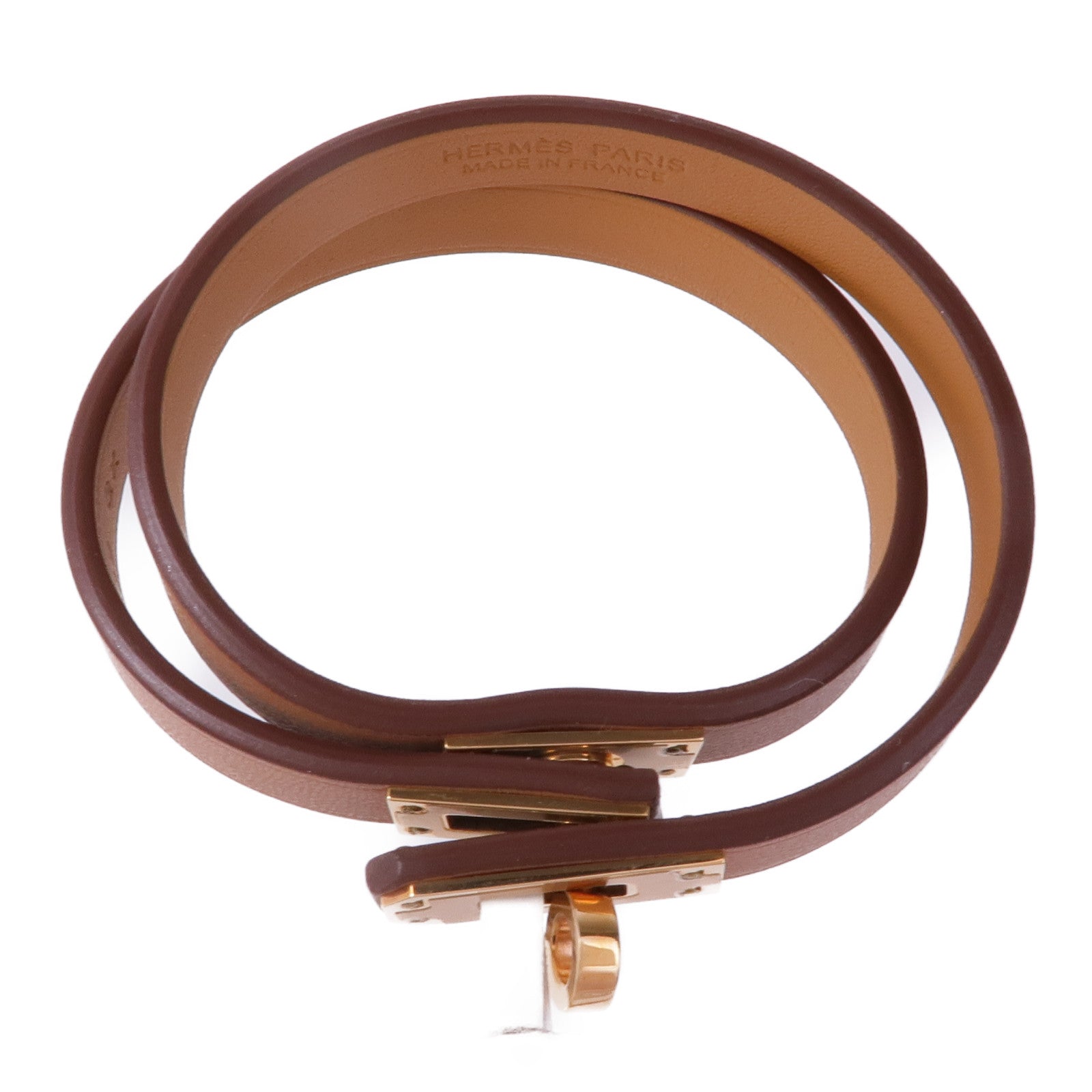 HERMES Swift皮革Mini Kelly Double手鏈Gold