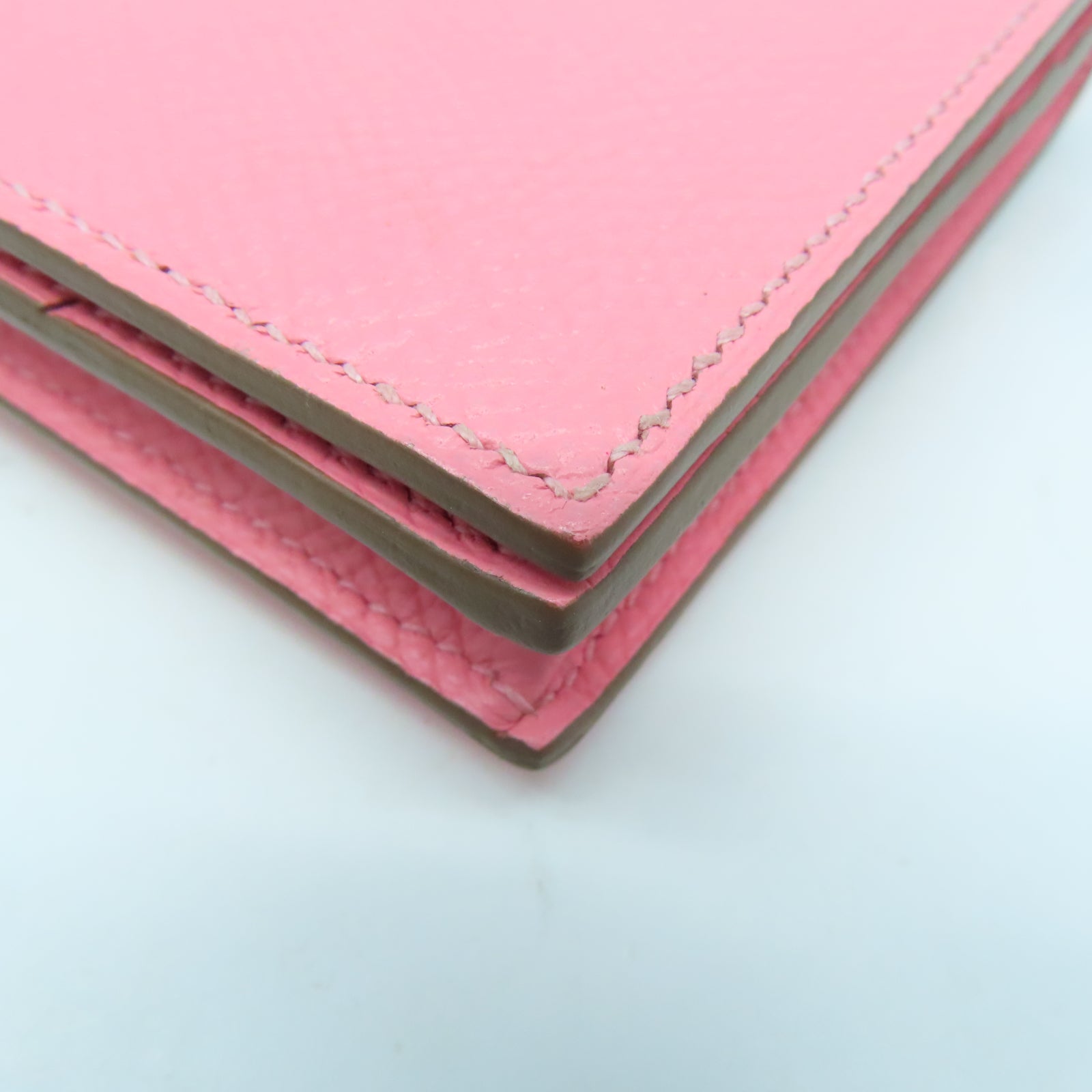 HERMES 【激減優惠】Epsom皮革Bearn Long Wallet金扣長錢包Rose Confetti粉紅色