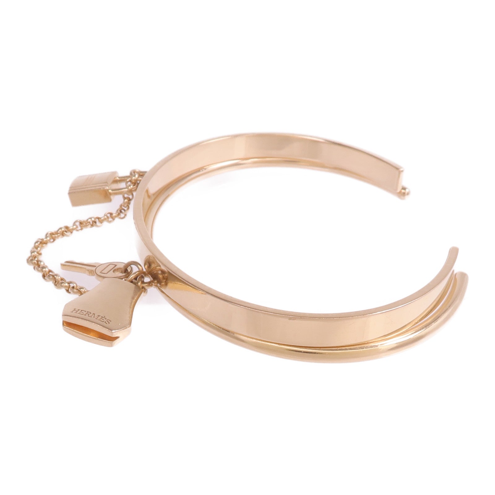 HERMES 18K玫瑰金Double Kelly Clochette Jonc手鐲