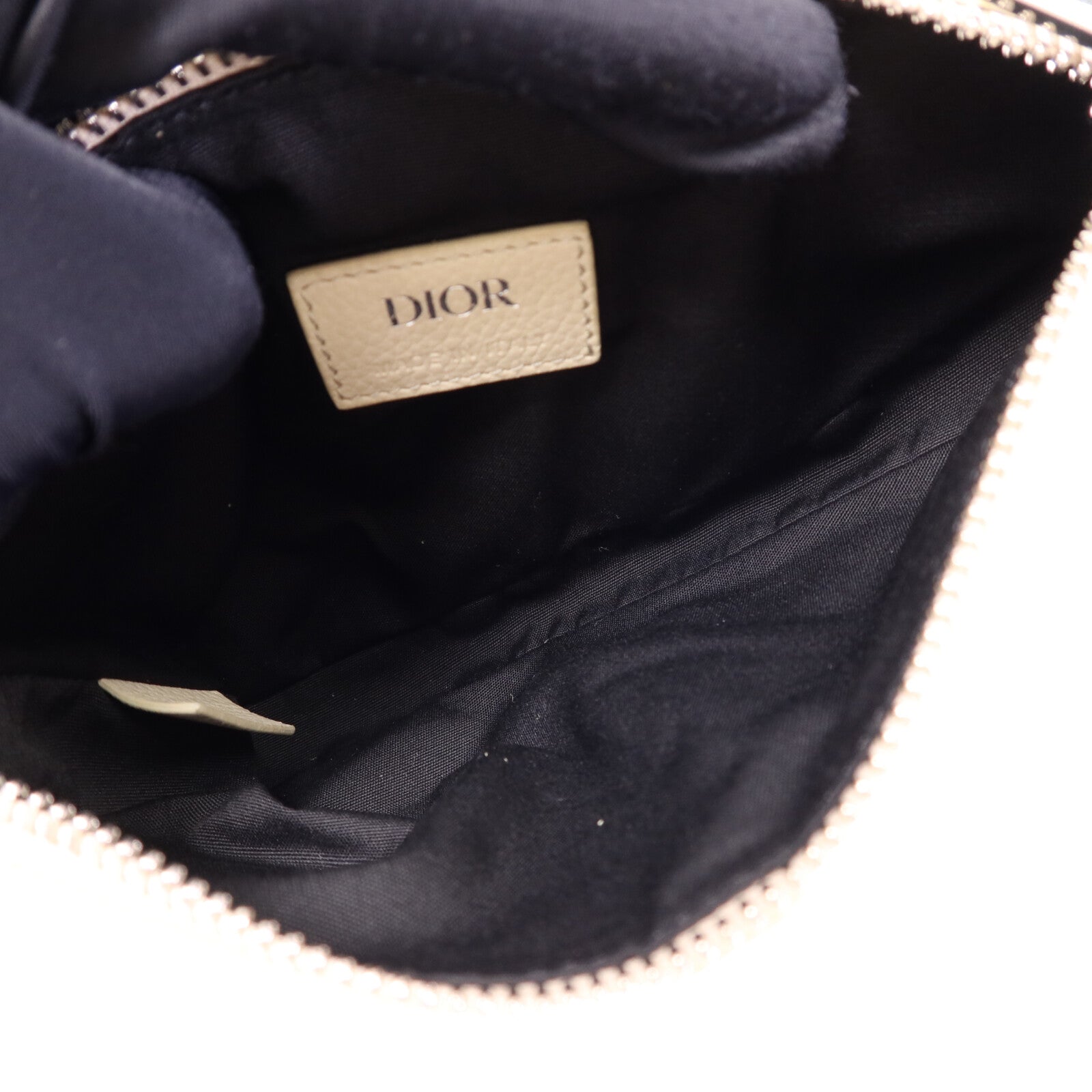Dior 牛皮皮革Saddle Bag銀扣肩背袋