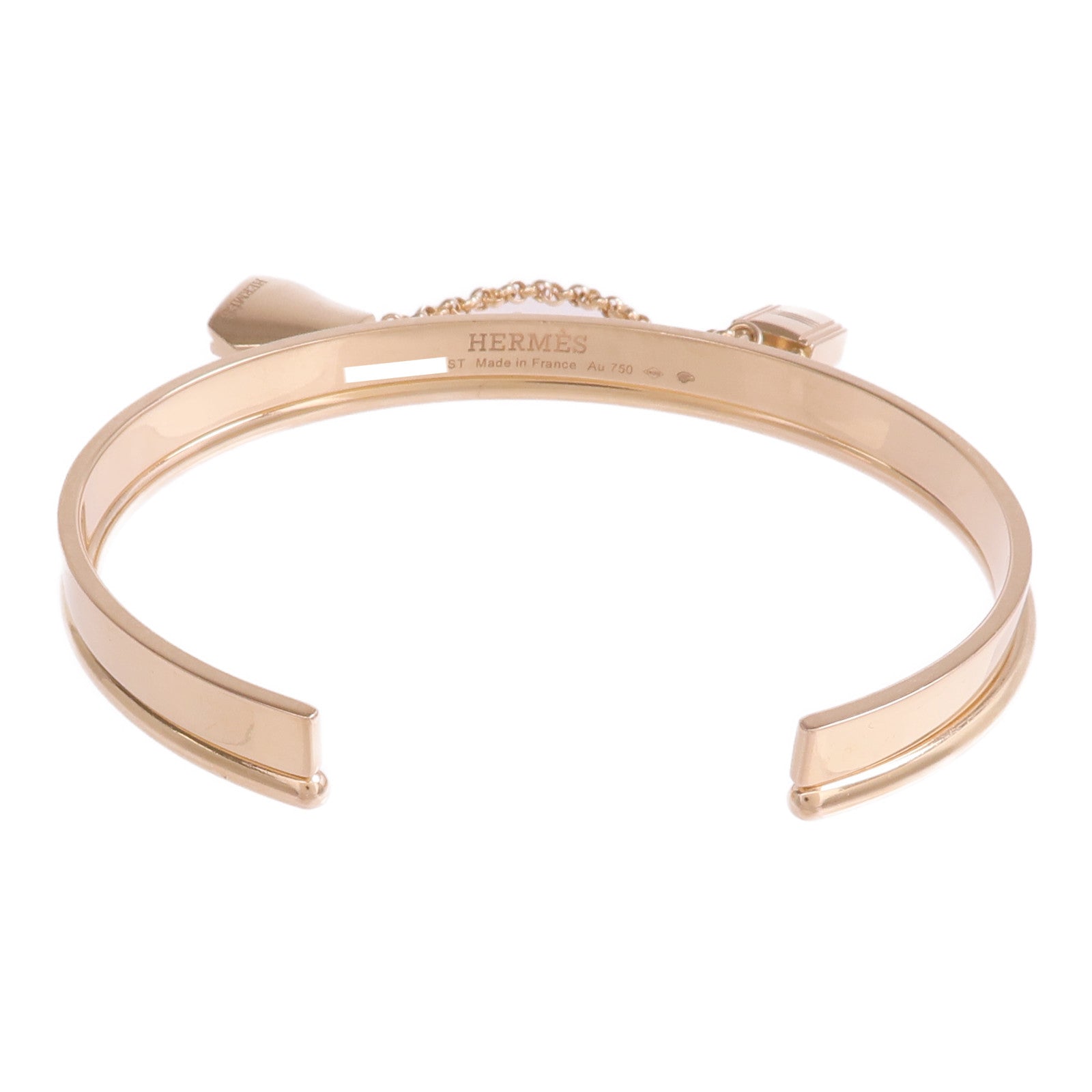 HERMES 18K玫瑰金Double Kelly Clochette Jonc手鐲