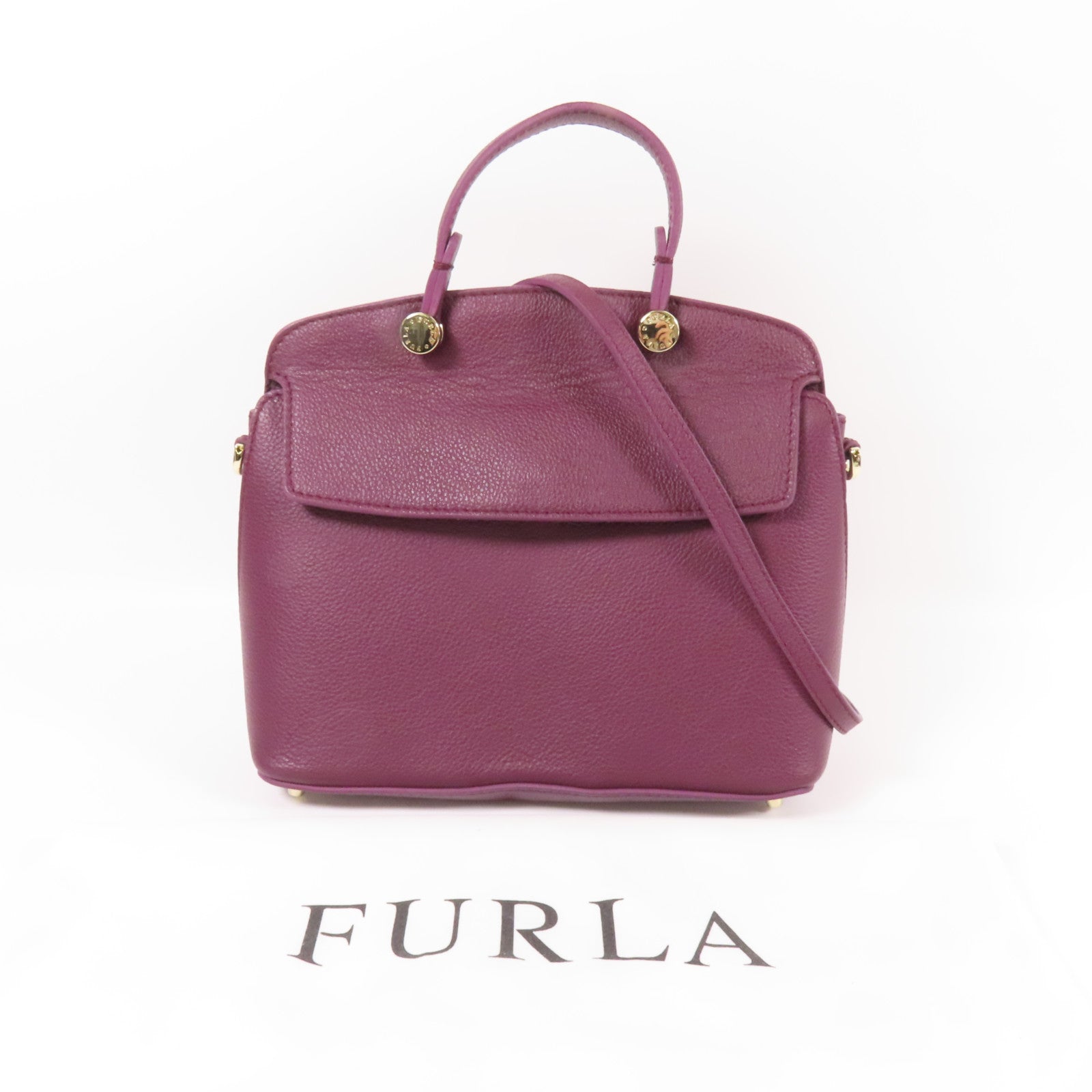 Furla 牛皮皮革Shoulder Bag金扣手挽肩背兩用袋