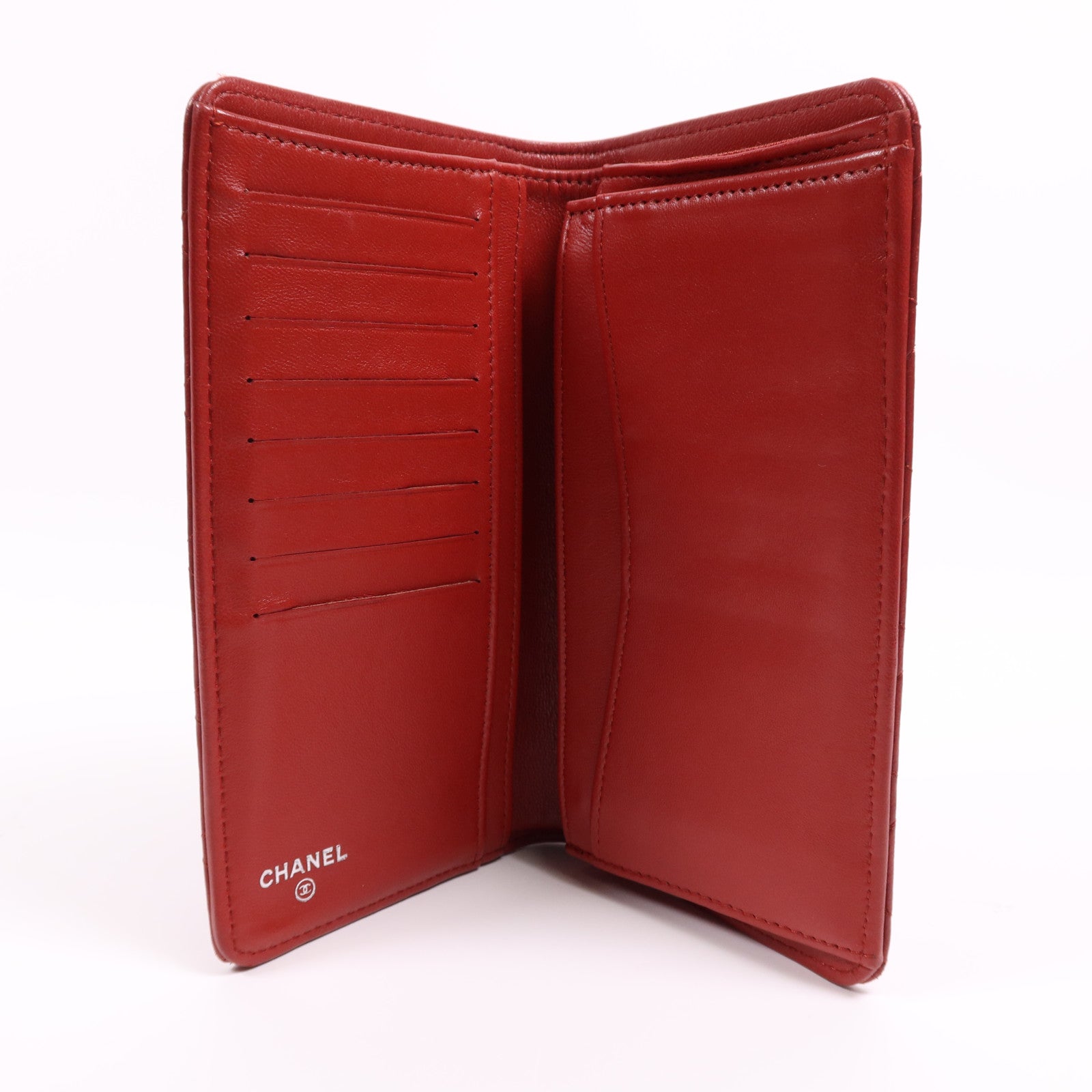 CHANEL 羊皮皮革Long Wallet銀扣長錢包