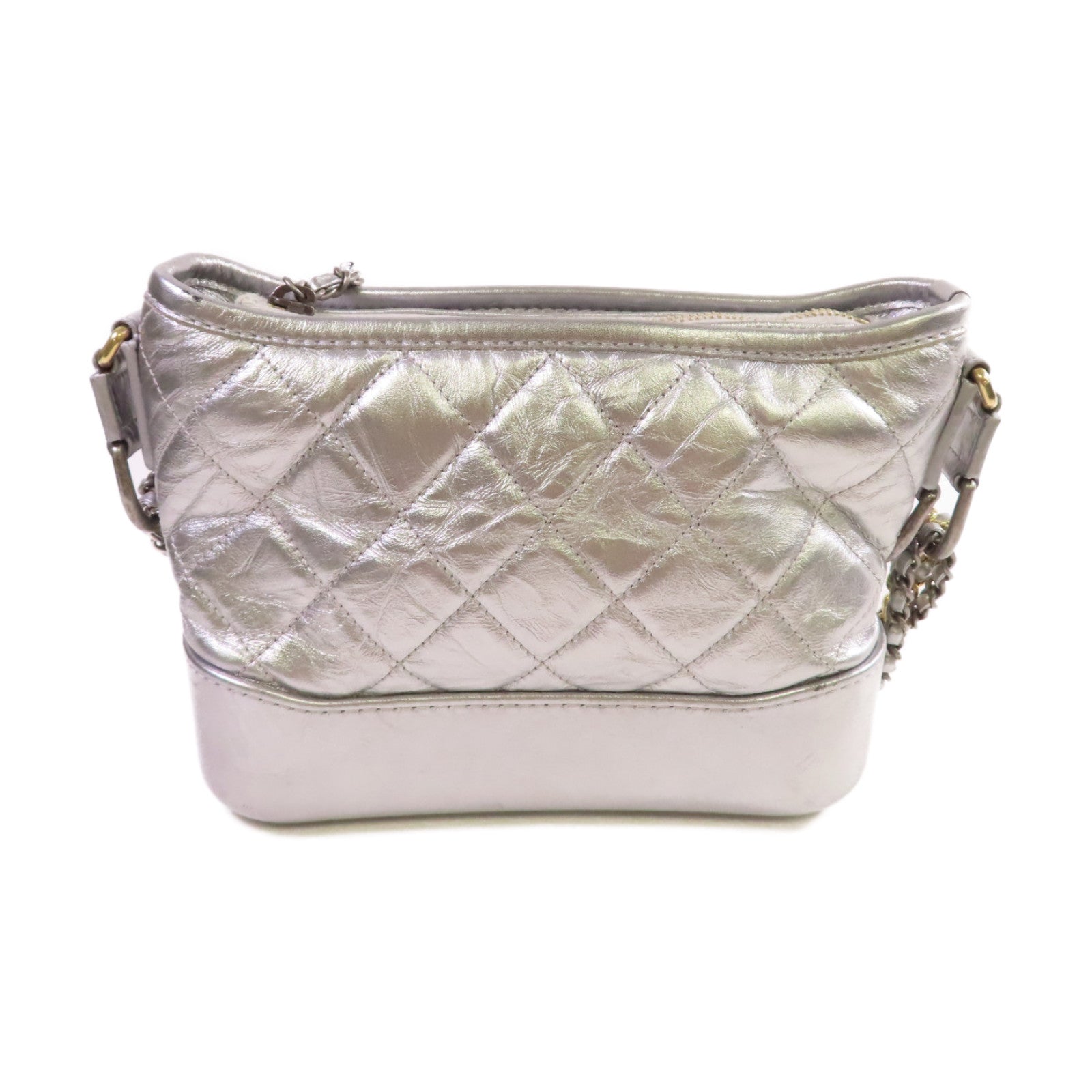 CHANEL 【激減優惠】菱格牛皮皮革Gabrielle Small Chain Shoulder Bag鏈帶肩背袋銀色