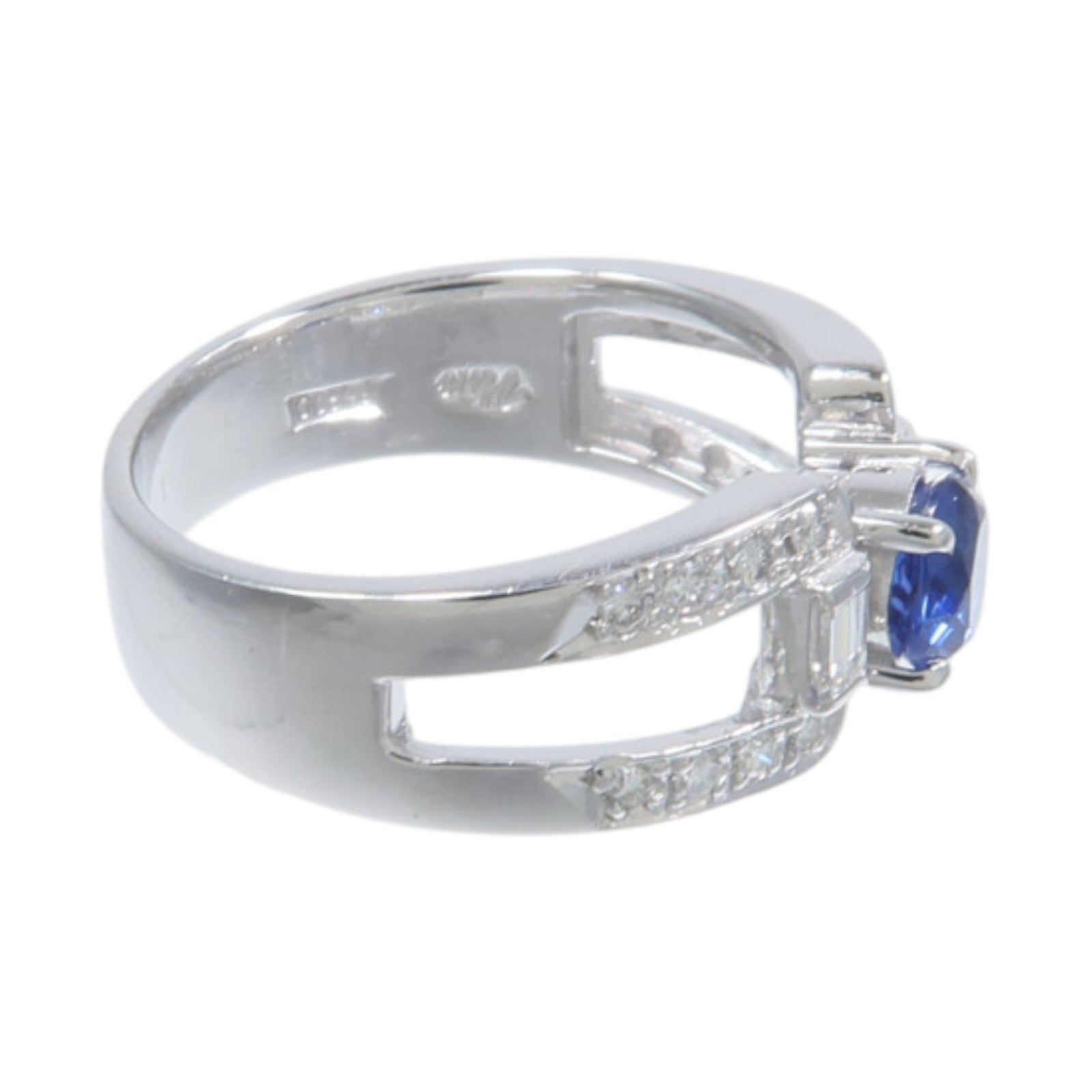 JEWELRY 【激減優惠】Pt900鉑金Sapphire Diamond Ring藍寶石/鑽石戒指