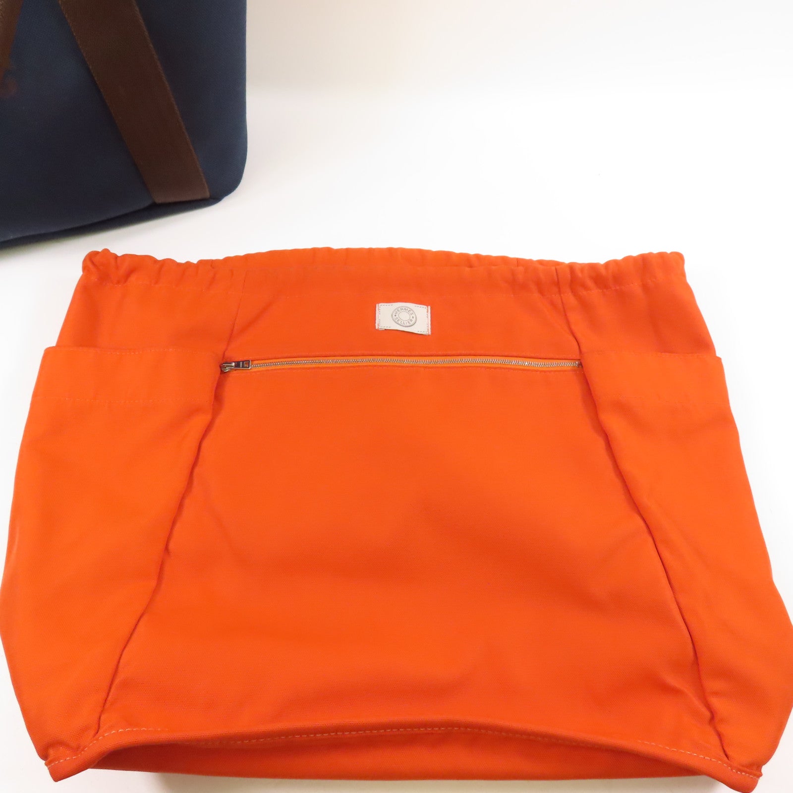 HERMES 【激減優惠】帆布Pansage Groom手挽肩背兩用袋Blue Navy/Feu