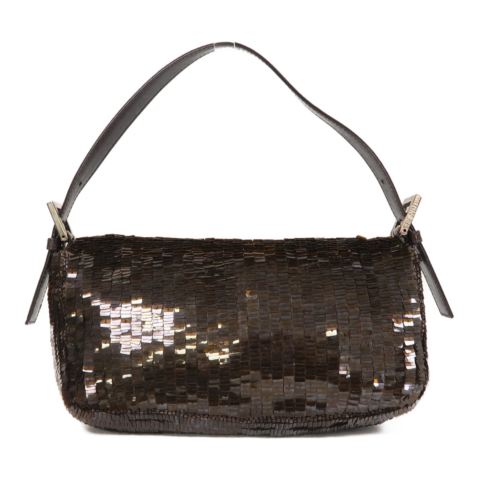 FENDI 珠片Baguette金扣肩背袋啡色