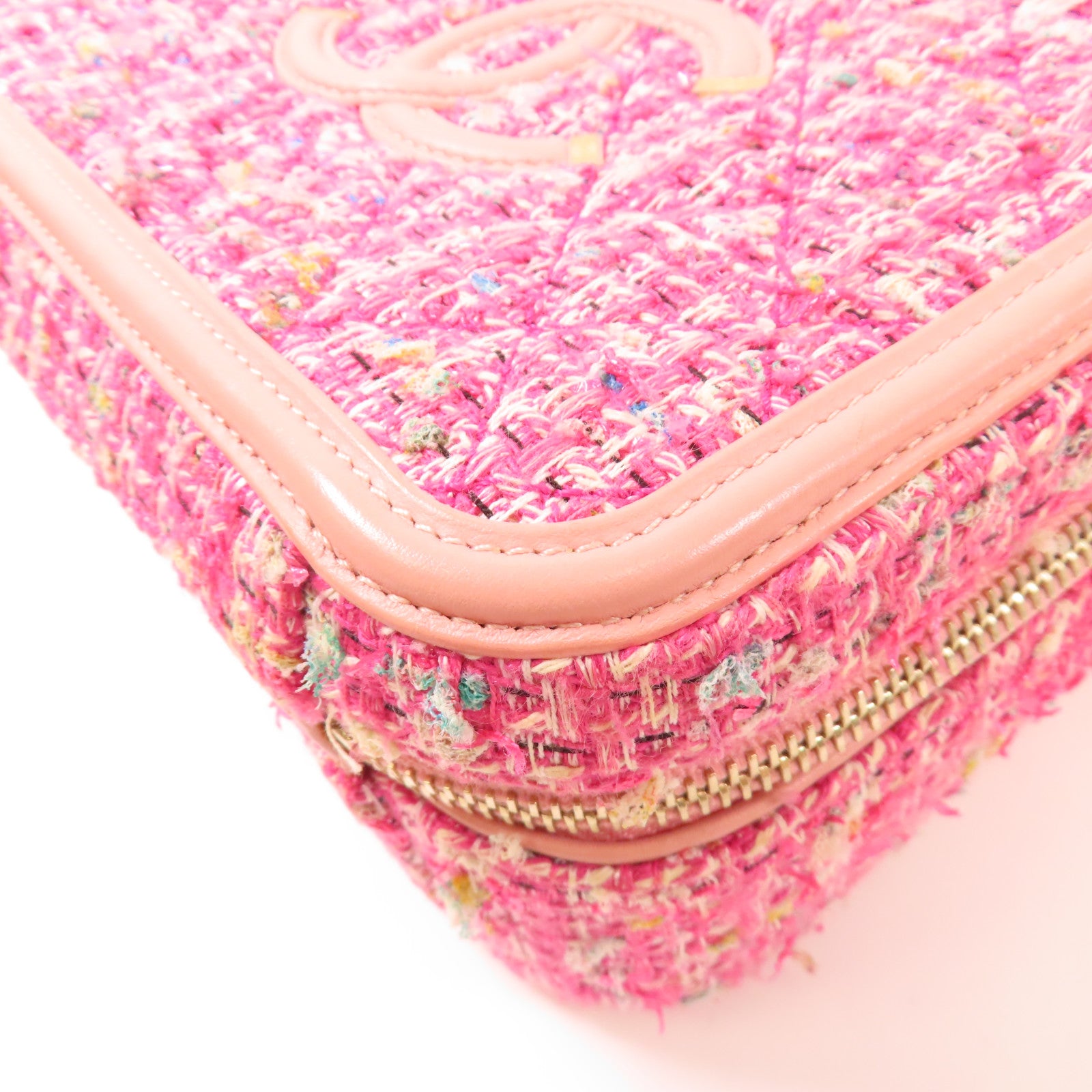 CHANEL Tweed Vanity Case金扣手挽肩背兩用袋