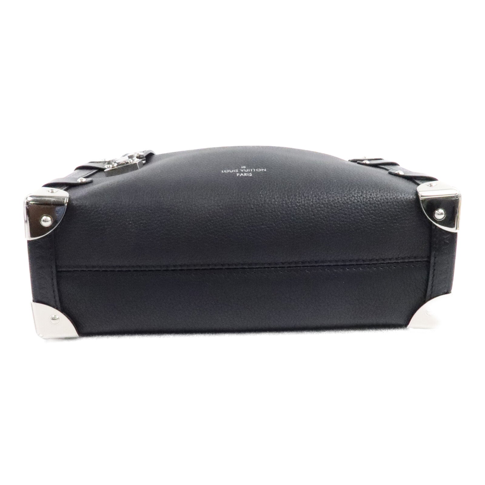 LOUIS VUITTON 牛皮皮革Side Trunk MM銀扣手挽肩背兩用袋