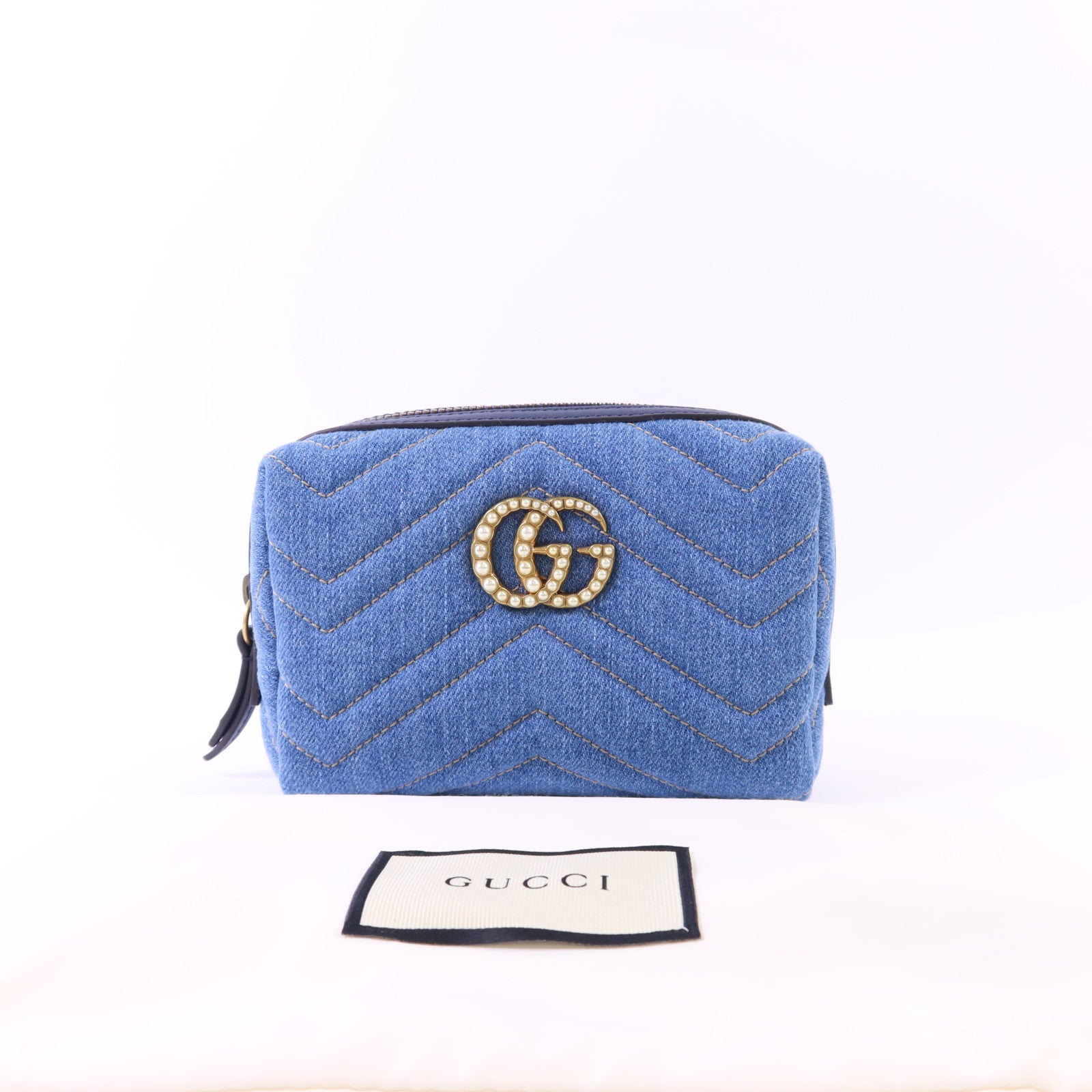 GUCCI 【激減優惠】牛仔布Pouch金扣小袋