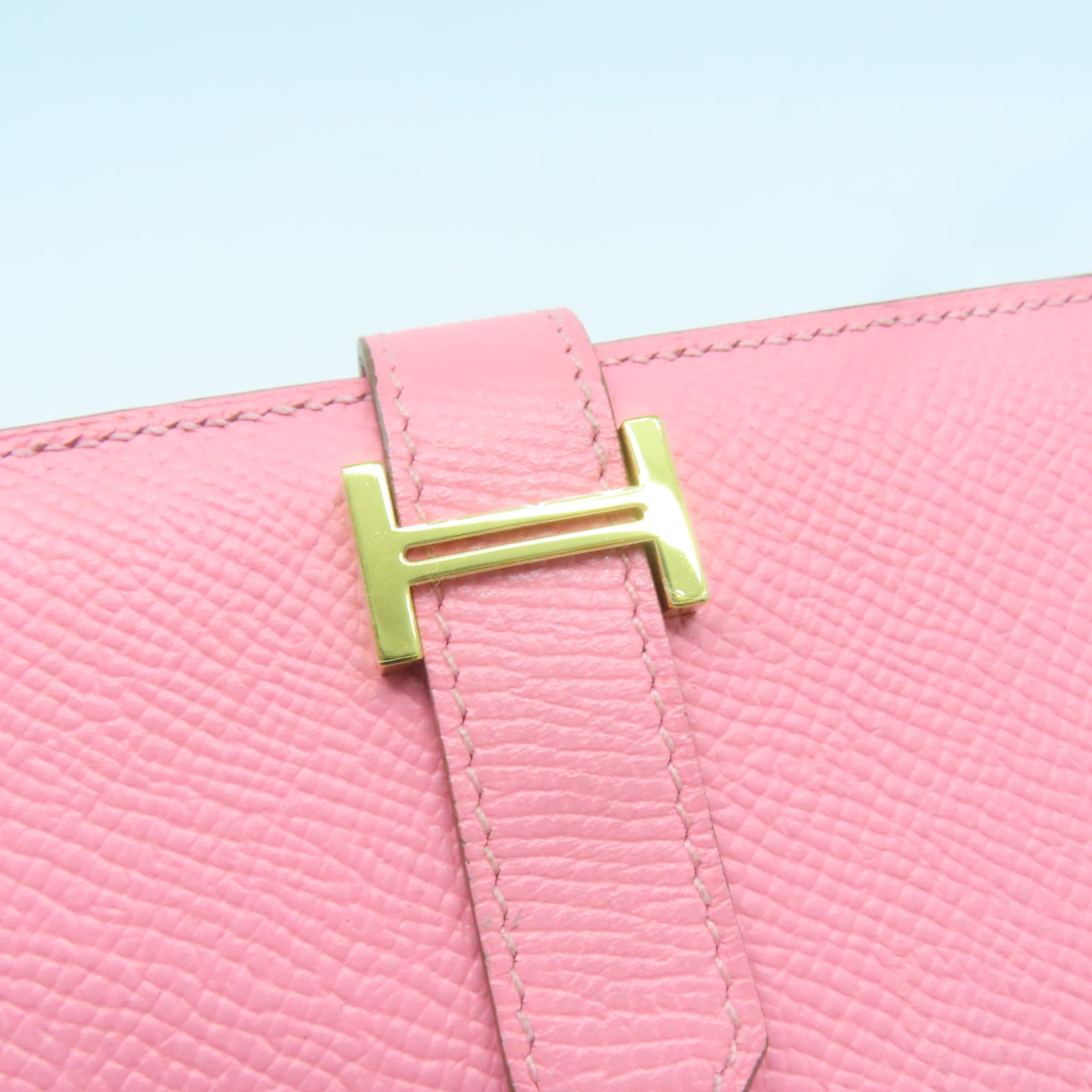 HERMES 【激減優惠】Epsom皮革Bearn Long Wallet金扣長錢包Rose Confetti粉紅色