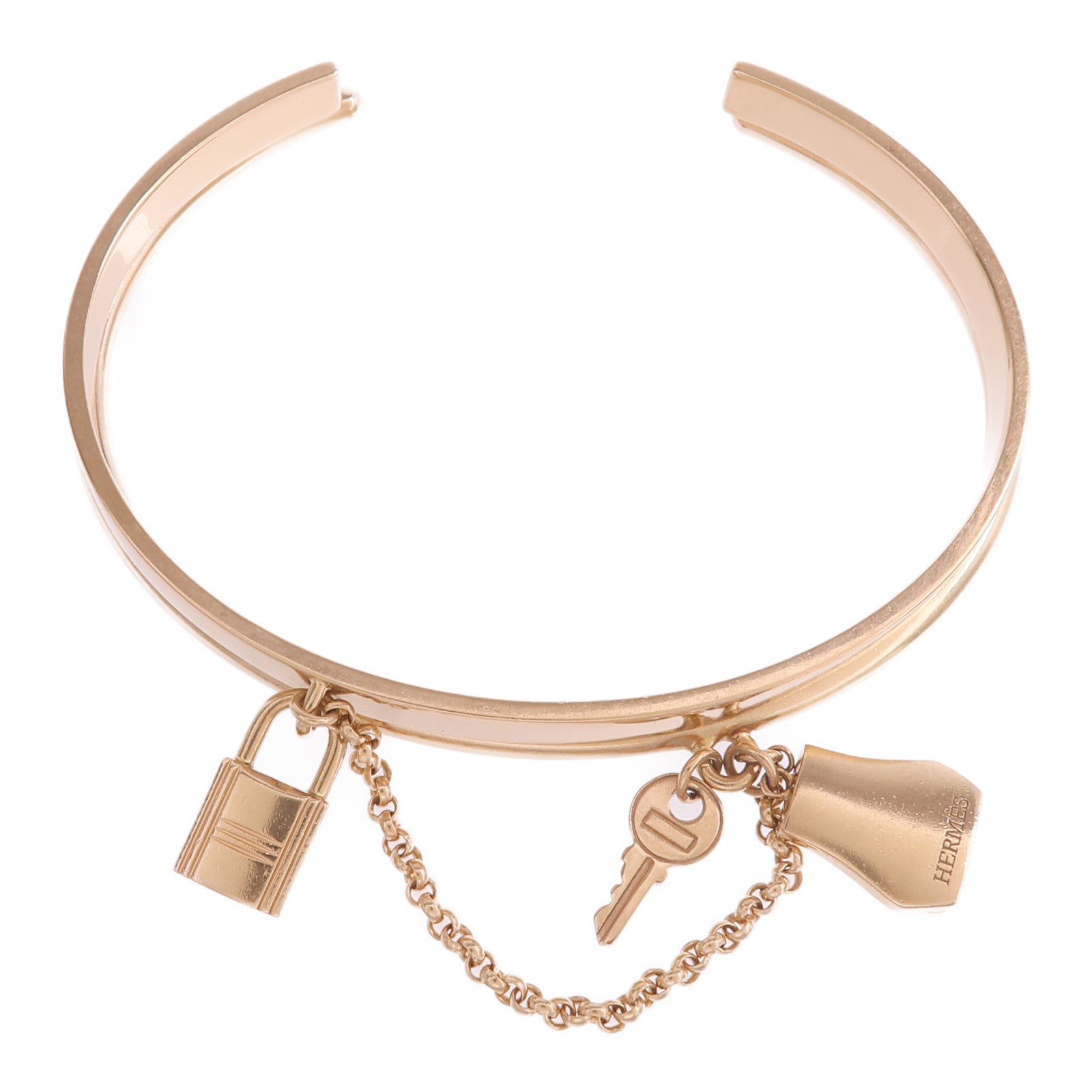 HERMES 18K玫瑰金Double Kelly Clochette Jonc手鐲