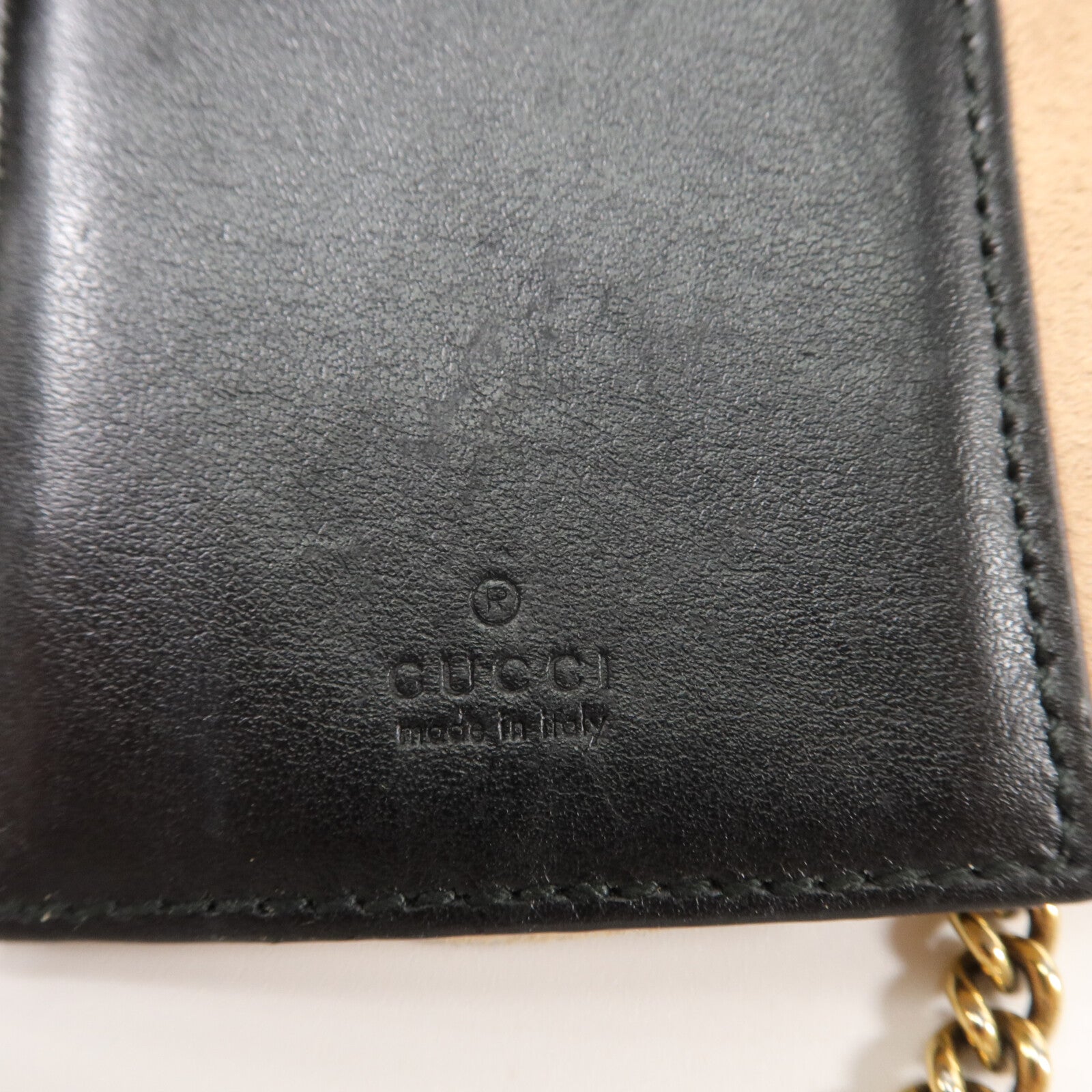 GUCCI 牛皮皮革GG Marmont Mini Bucket鏈帶肩背袋
