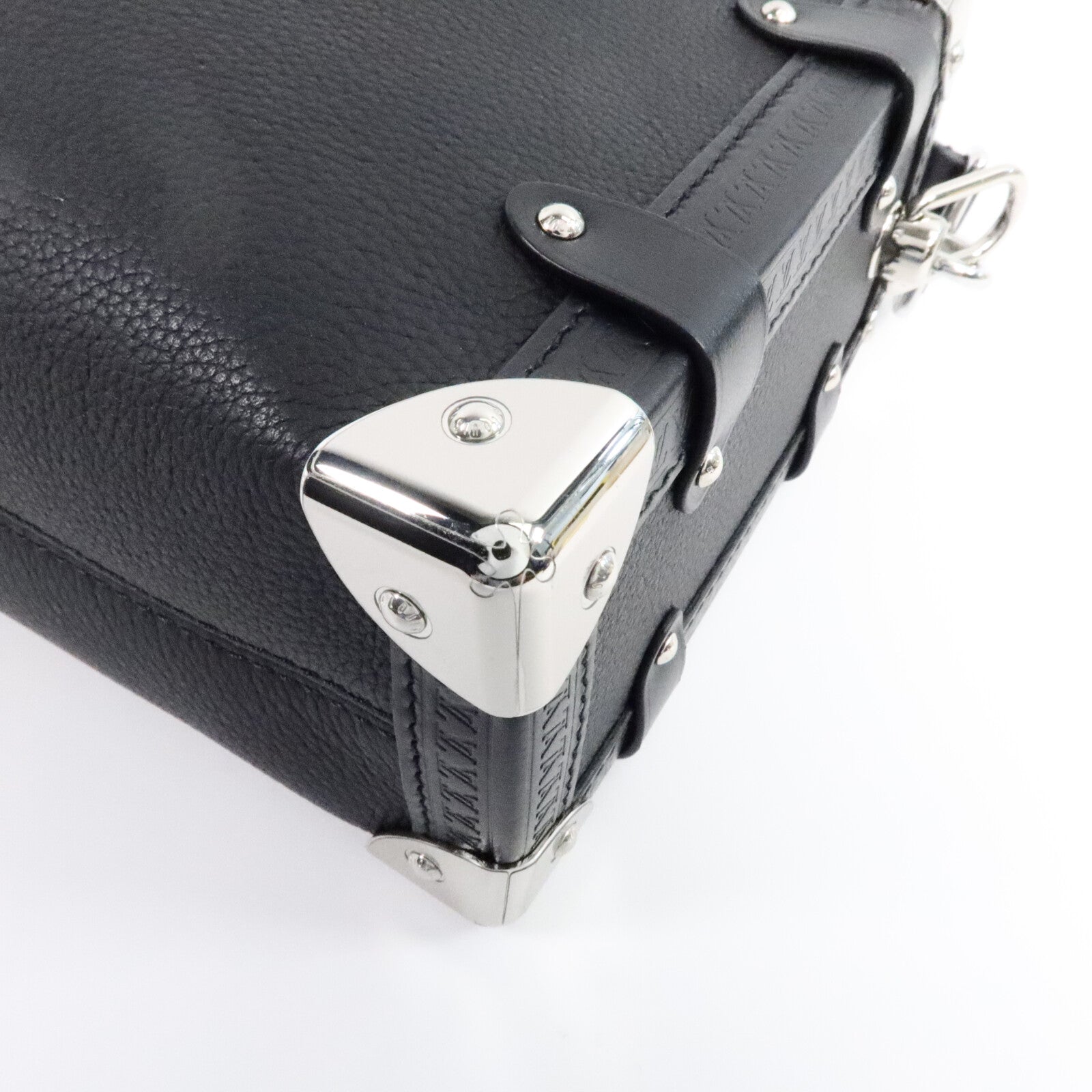 LOUIS VUITTON 牛皮皮革Side Trunk MM銀扣手挽肩背兩用袋