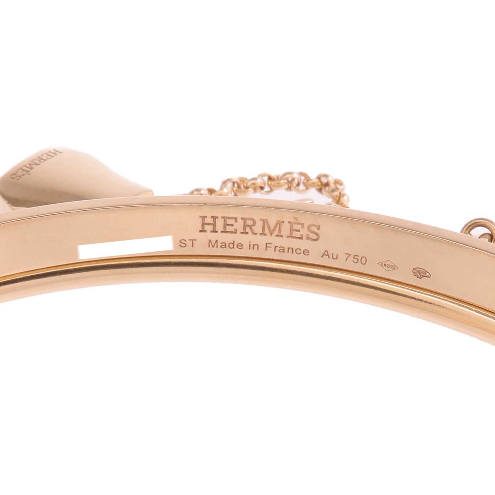 HERMES 18K玫瑰金Double Kelly Clochette Jonc手鐲