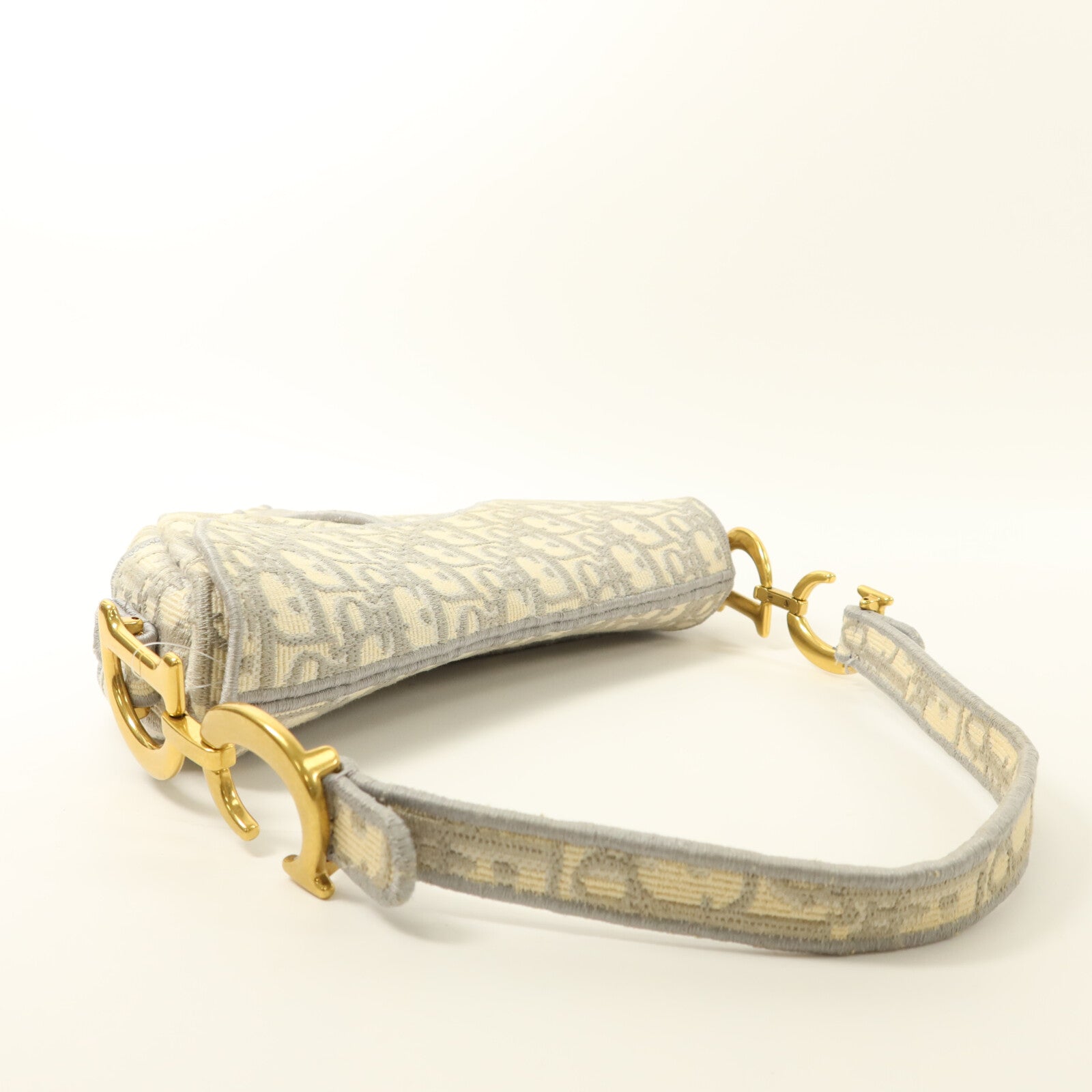 Dior 帆布Oblique Jacquard Saddle銀扣肩背袋