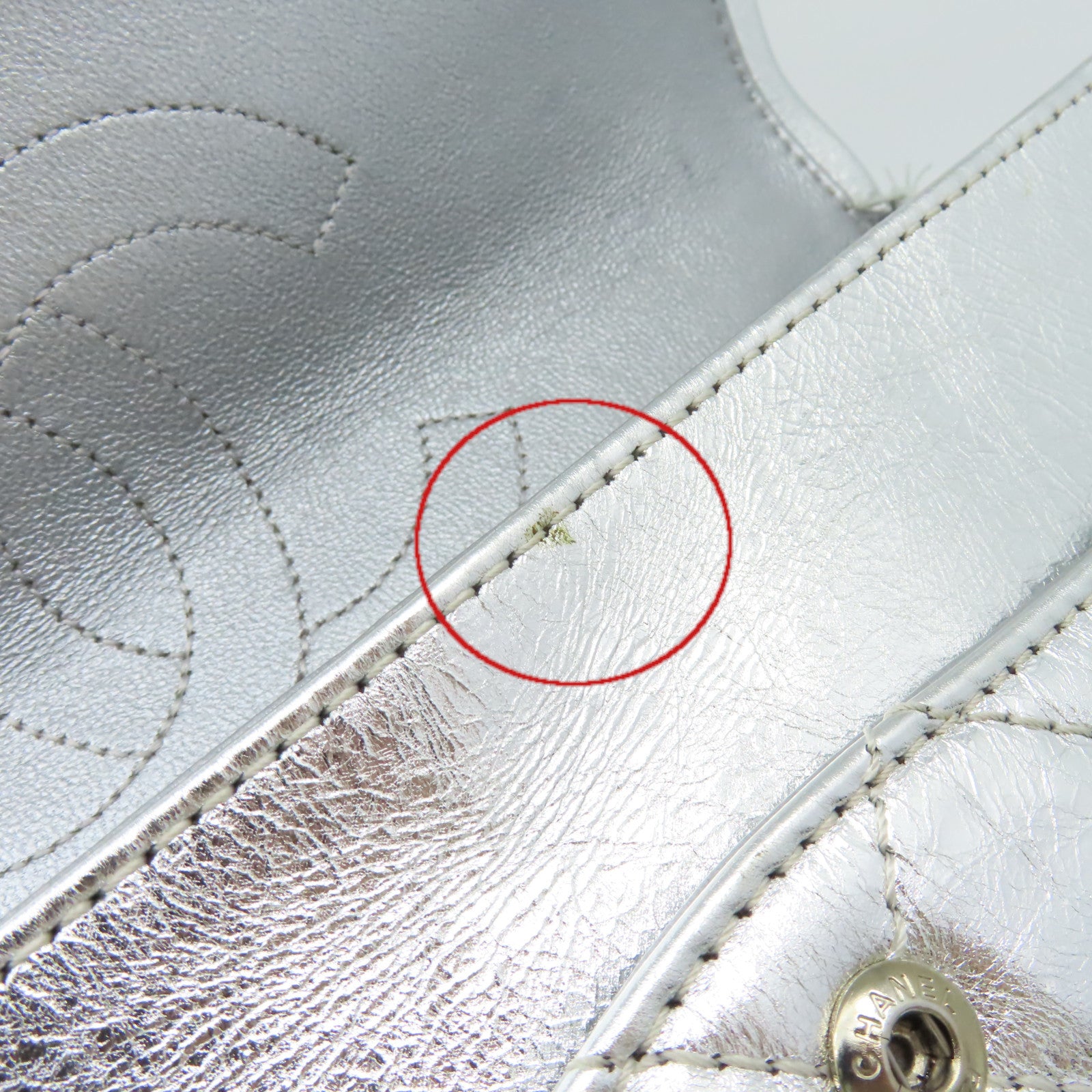 CHANEL 菱格羊皮皮革2.55 Double Flap Chain Shoulder Bag銀扣鏈帶肩背袋銀色