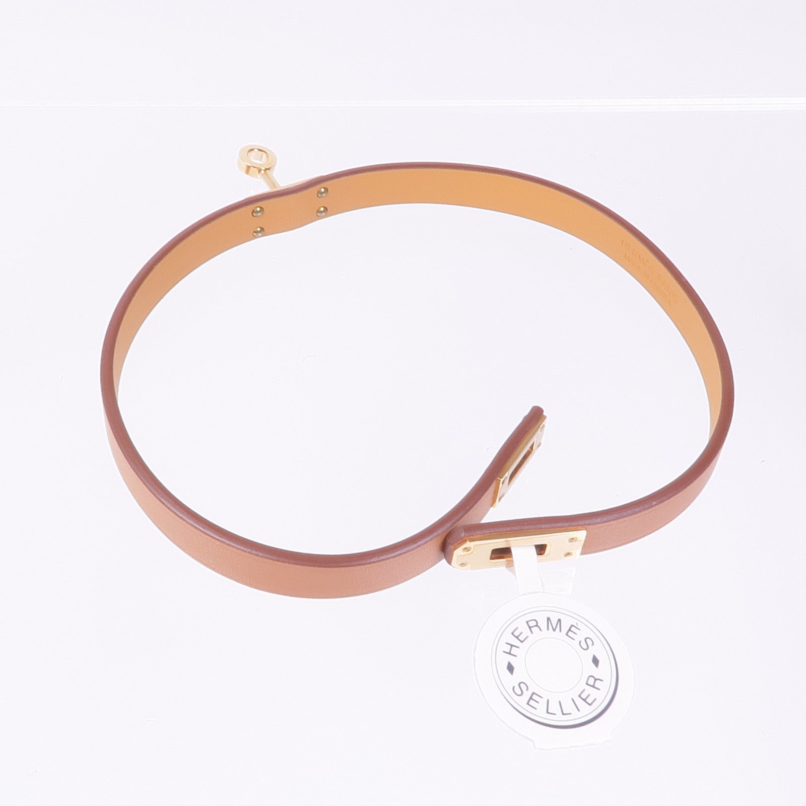 HERMES Swift皮革Mini Kelly Double手鏈Gold