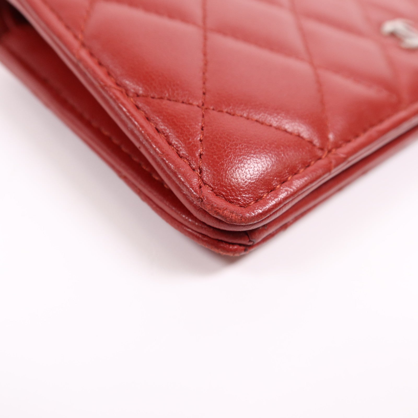 CHANEL 羊皮皮革Long Wallet銀扣長錢包