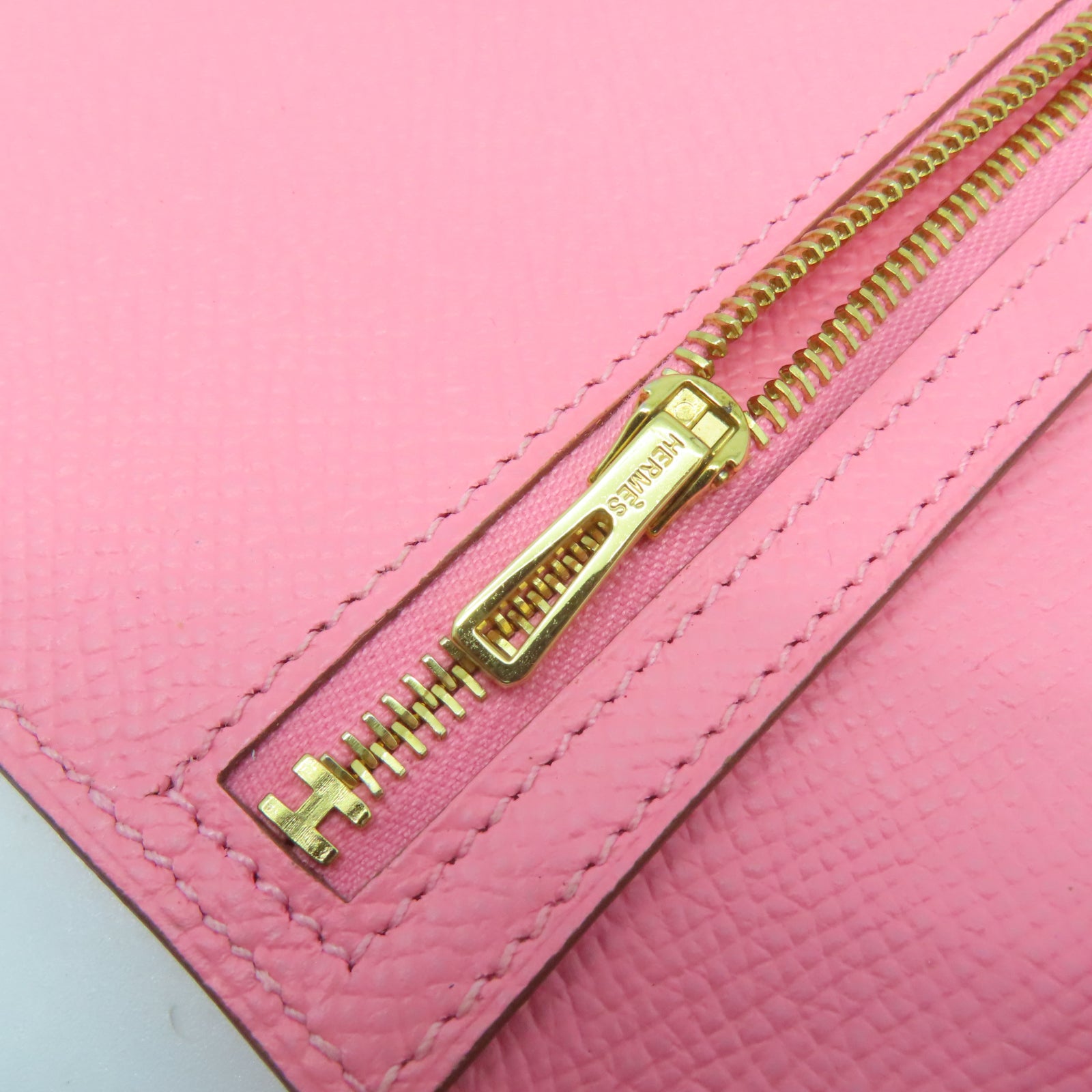 HERMES 【激減優惠】Epsom皮革Bearn Long Wallet金扣長錢包Rose Confetti粉紅色