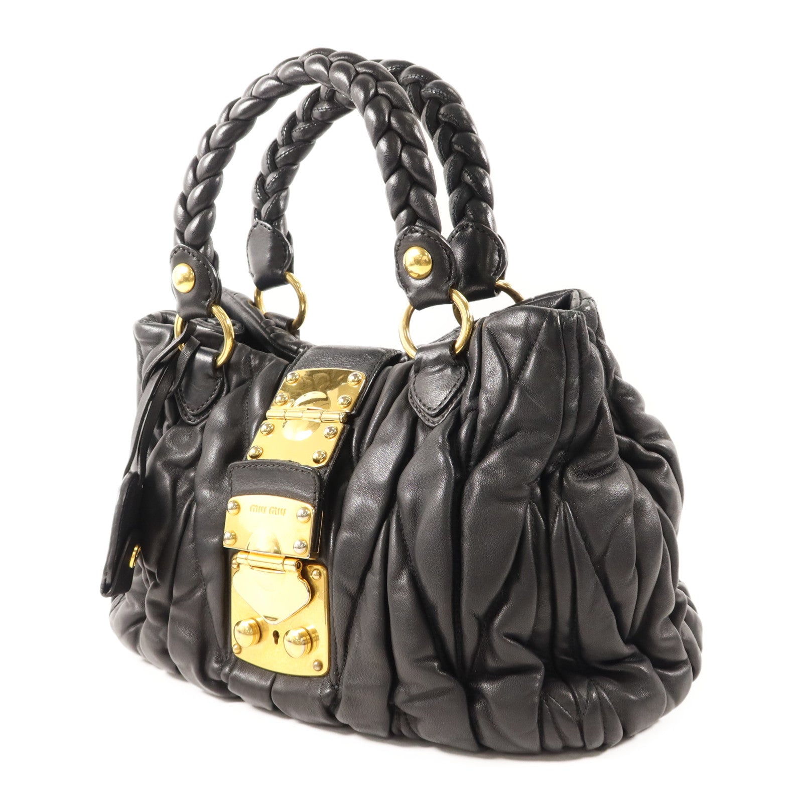 Miu Miu 牛皮皮革2 Way Shoulder Bag金扣手挽肩背兩用袋