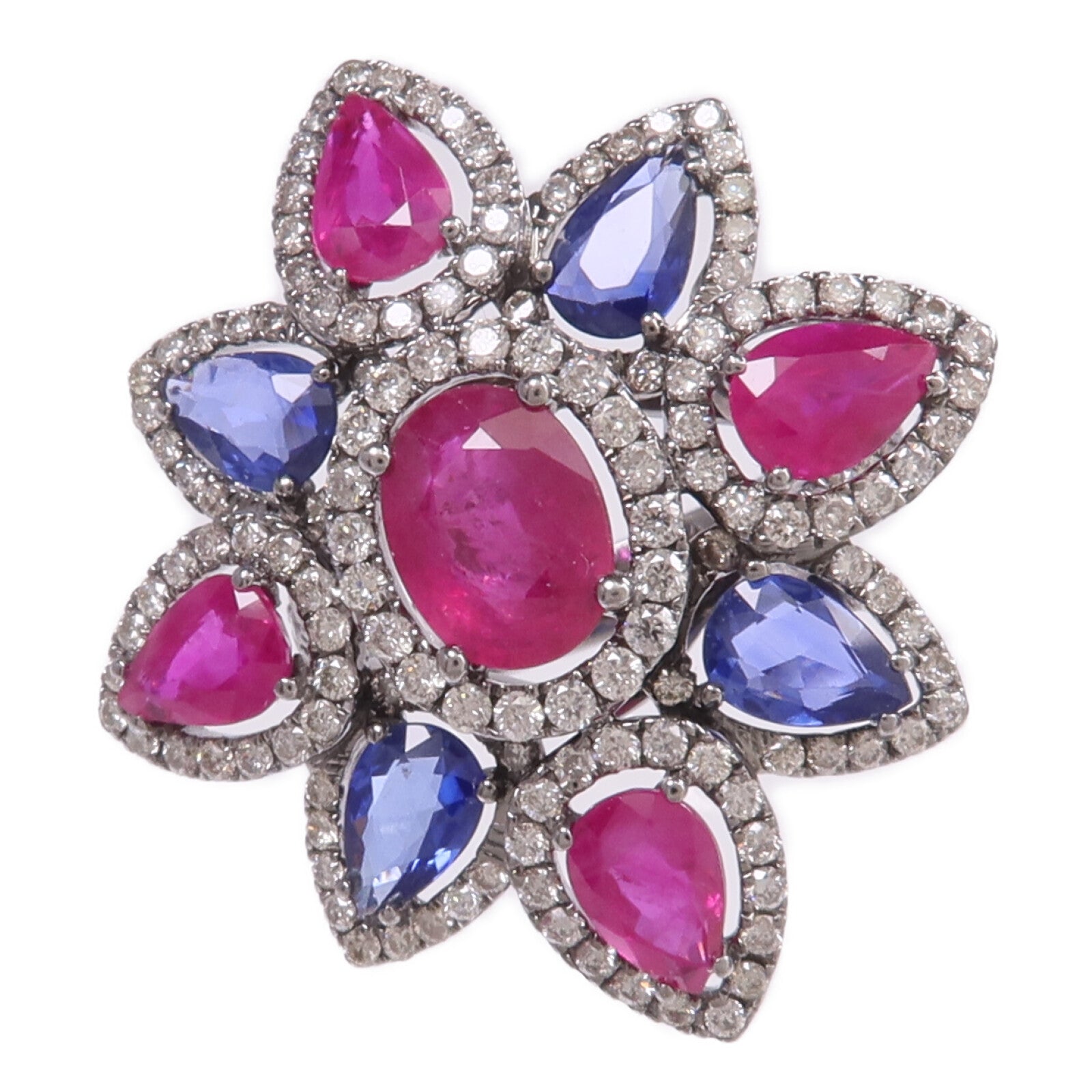 JEWELRY 18K白金Ruby Sapphire Diamond Ring紅寶石/藍寶石/鑽石戒指US#5.75