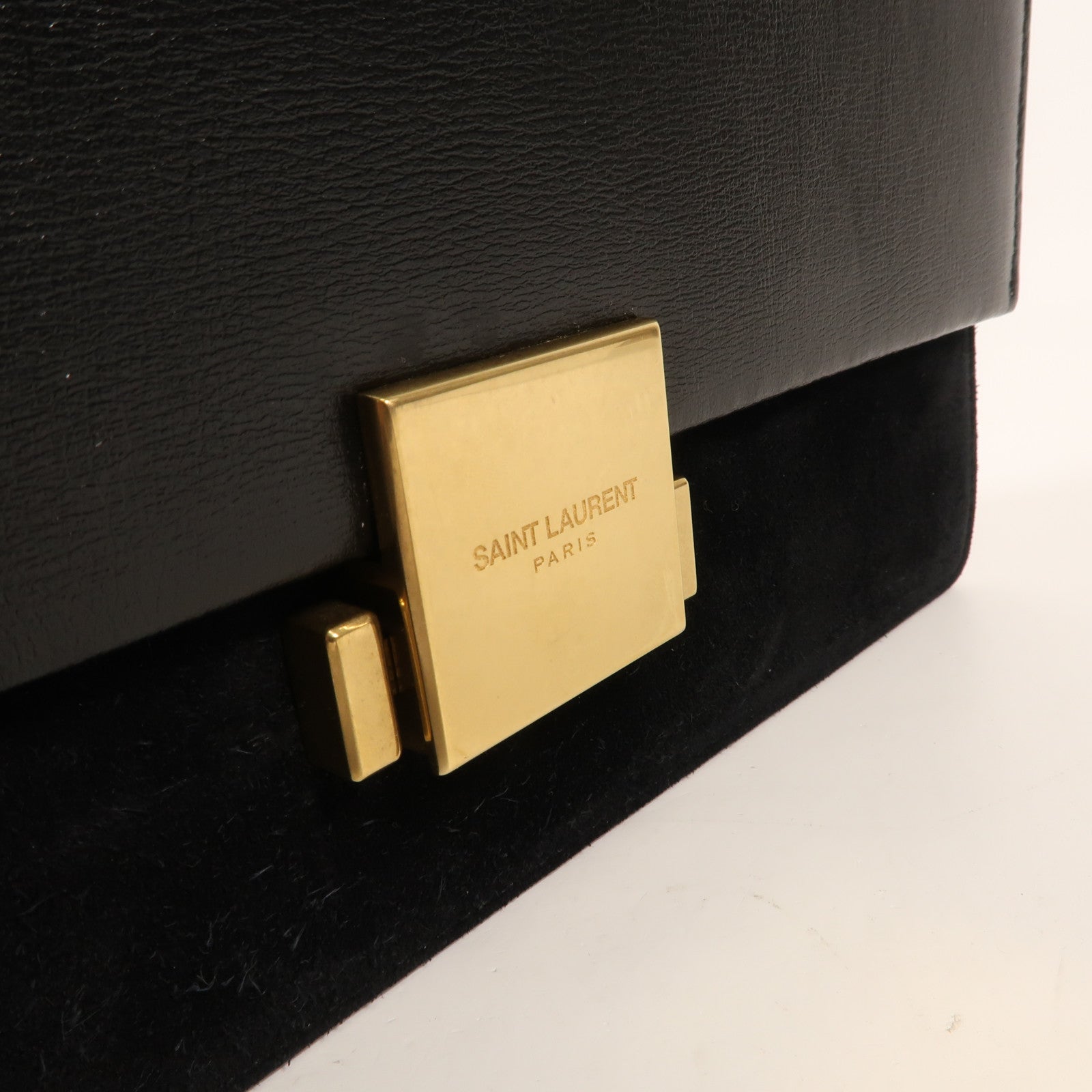 SAINT LAURENT 【激減優惠】牛皮/麂皮皮革Bellechasse金扣肩背袋