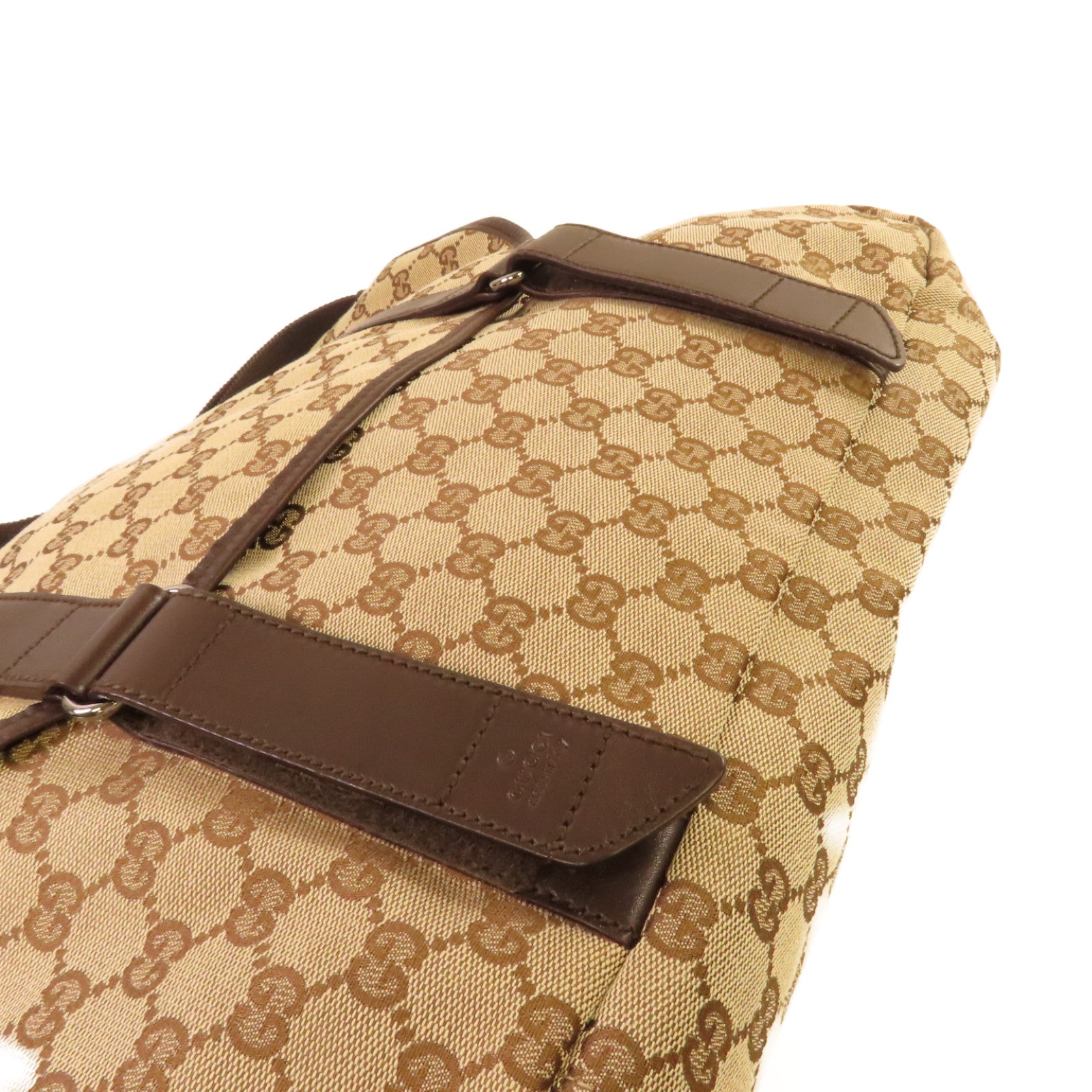 GUCCI 【激減優惠】GG帆布Messenger Bag銀扣肩背袋啡色