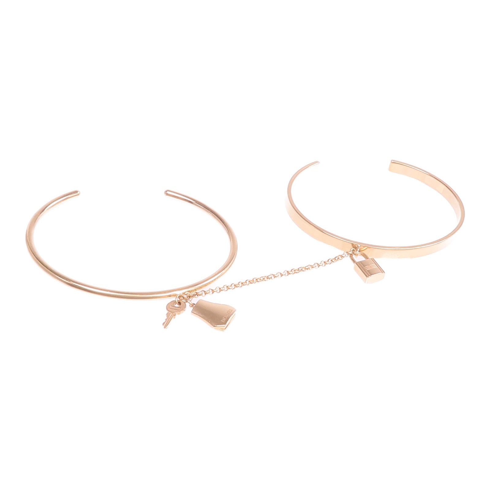 HERMES 18K玫瑰金Double Kelly Clochette Jonc手鐲