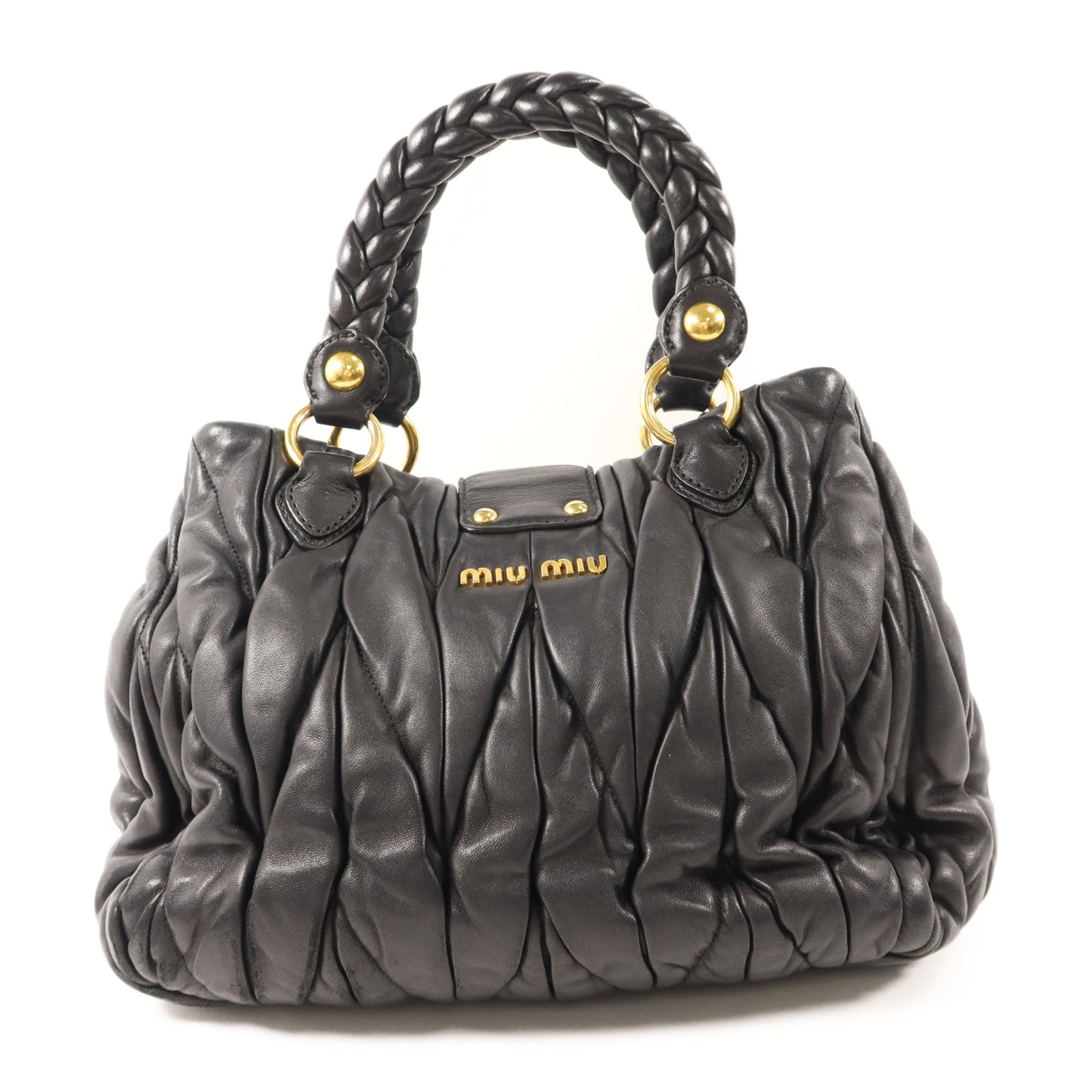 Miu Miu 牛皮皮革2 Way Shoulder Bag金扣手挽肩背兩用袋