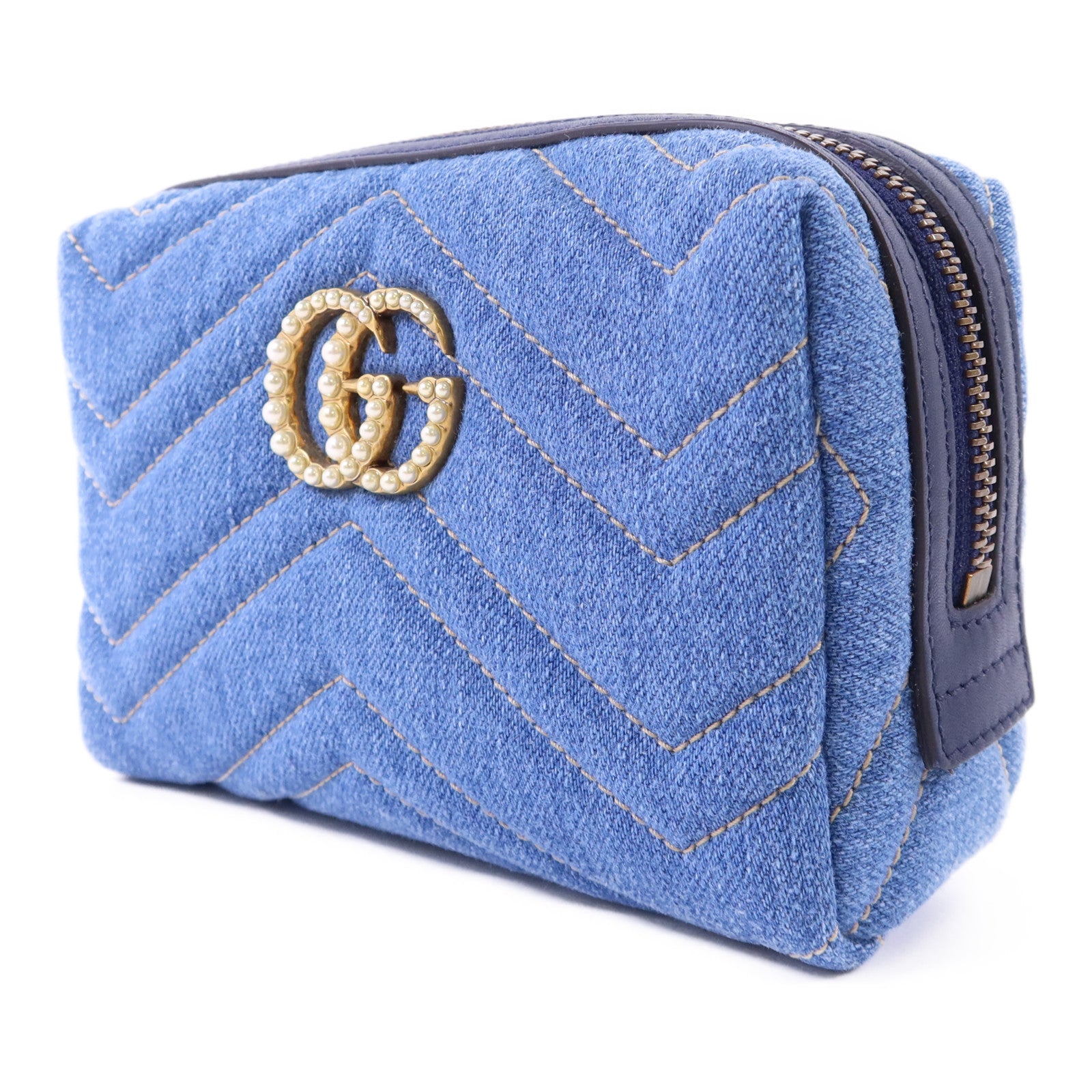 GUCCI 【激減優惠】牛仔布Pouch金扣小袋