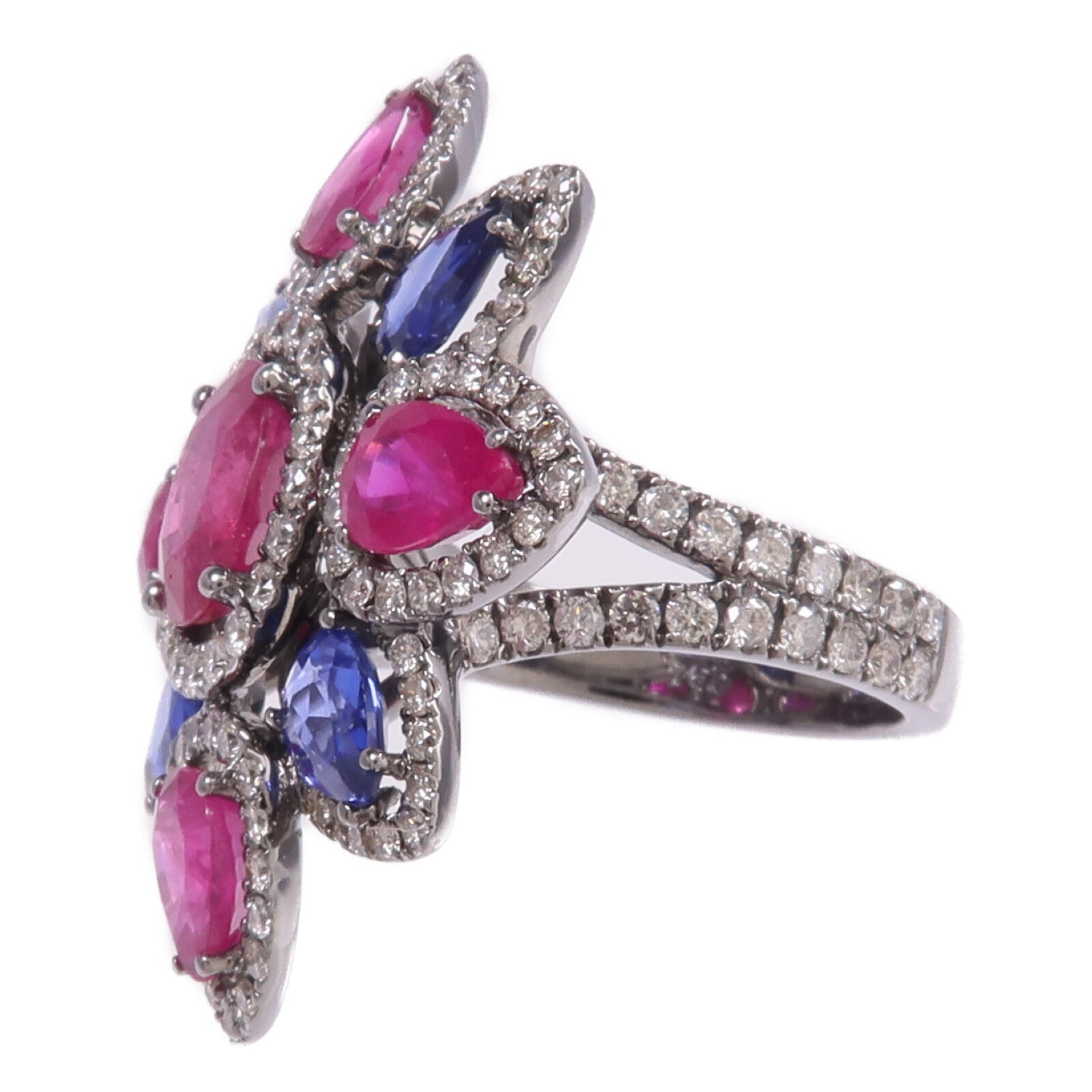 JEWELRY 18K白金Ruby Sapphire Diamond Ring紅寶石/藍寶石/鑽石戒指US#5.75